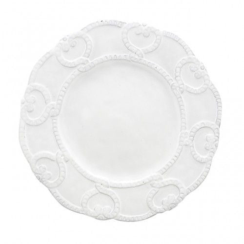 Bella Bianca Antique Lace Salad Plate - Elegant Vintage Floral Design Porcelain Appetizer Dish for Wedding, Tea Party & Special Occasions