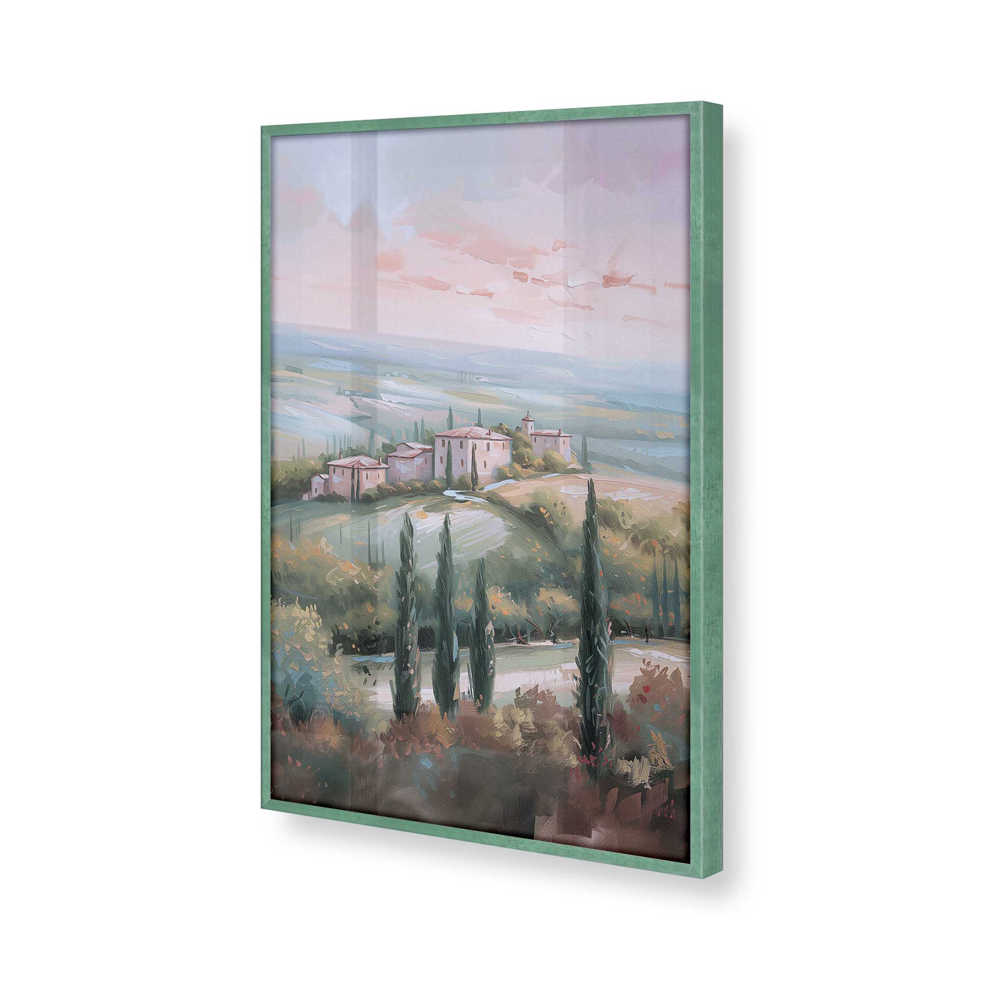 Tuscany Sunset Landscape Art Print - Dusk's Glow v1 Wall Decor for Living Room, Bedroom & Office