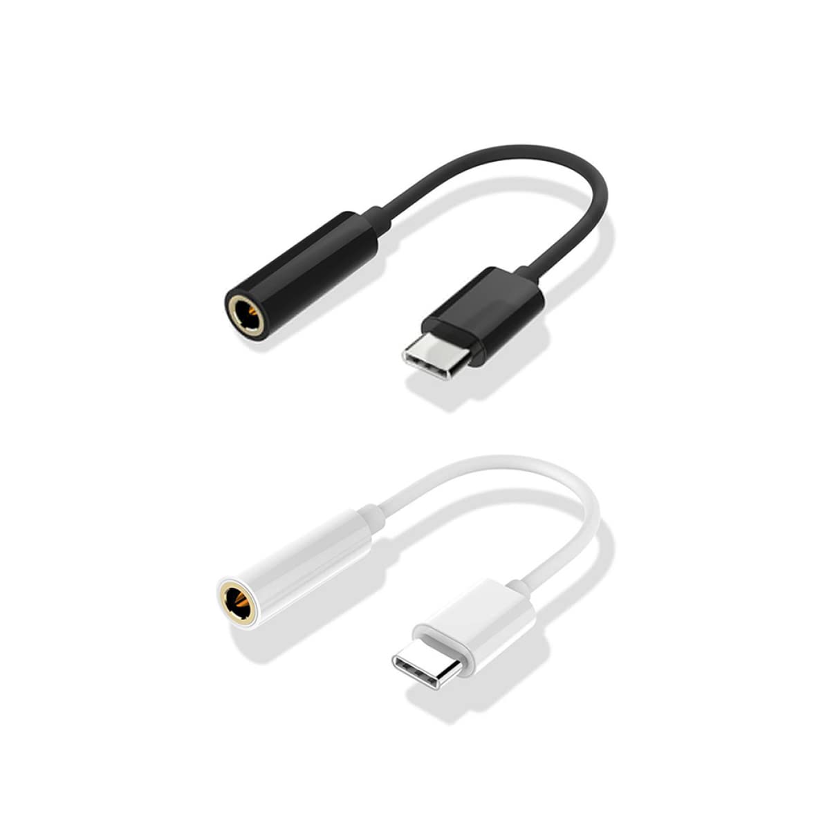 Mikikit 2-Pack Type-C to 3.5mm Headphone Adapter, USB-C Male to AUX Female Audio Cable, Black - Compatible with Smartphones, Tablets & Laptops for Music, Gaming & Calls