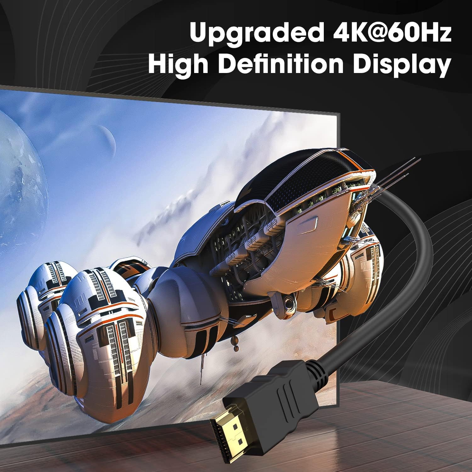 Premium Black-R HDMI Cable 4K 60Hz 18Gbps High Speed with Ethernet - 5M (16.5FT) for UHD TV, Monitor, PC, Xbox 360, PS5, PS4, Blu-ray - Perfect for Home Theater, Gaming & Office Setup