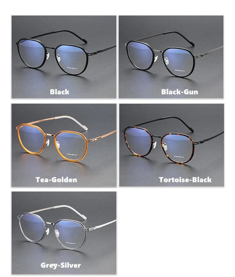 Aimee Unisex Full Rim Oval Square Acetate Steel Eyeglasses Frame 1002 - Stylish & Durable for Work, Reading & Fashion Accessories