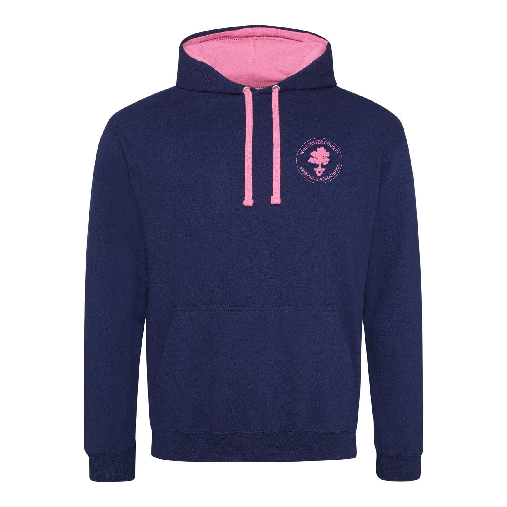 Worcester County ASA Championships 2025 Hoodie - Oxford Navy & Candyfloss Pink | Comfortable Athletic Sweatshirt for Sports Fans & Team Spirit