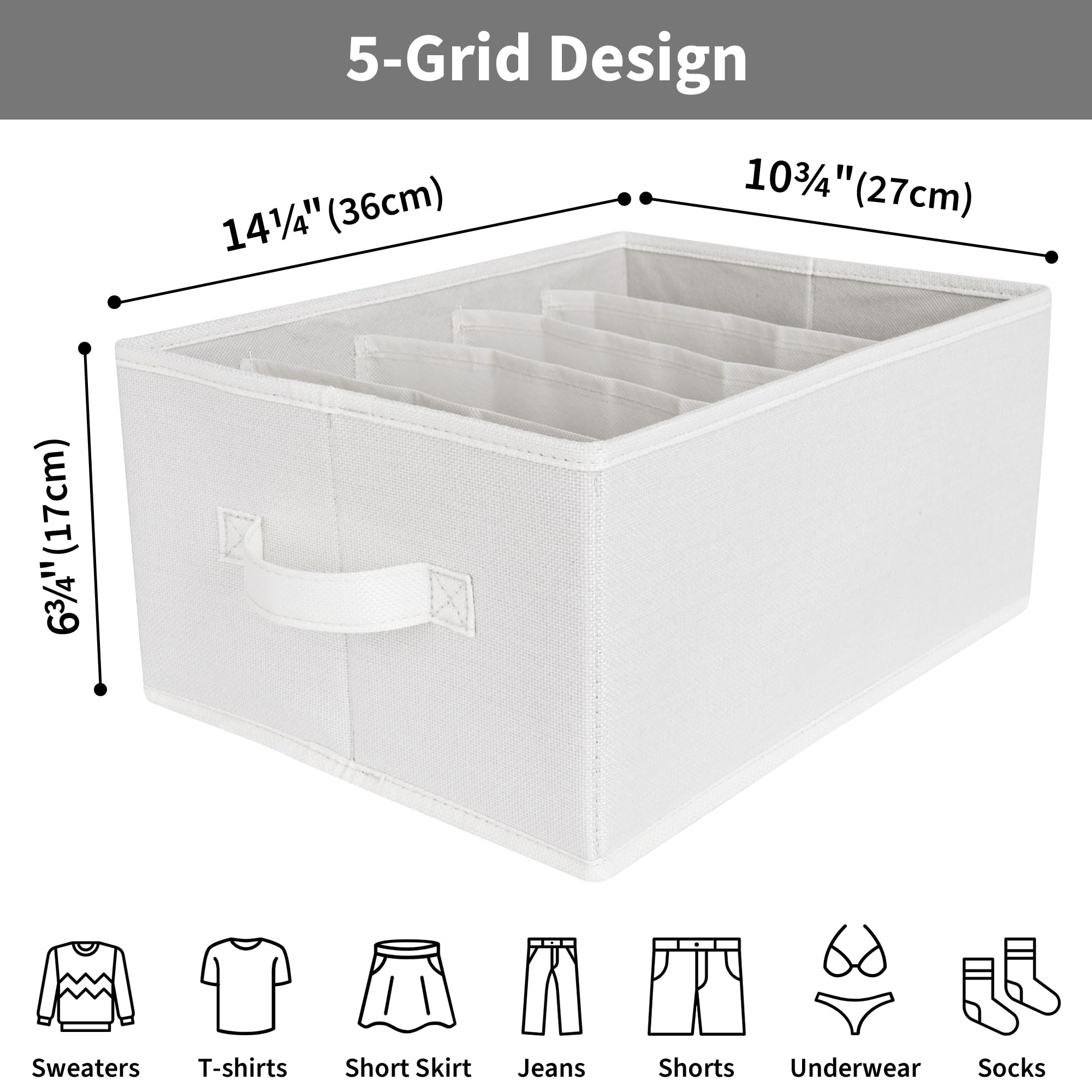 GRANNY SAYS 6-Pack Beige Jean Organizer for Closet - Wardrobe Storage Drawer Organizer for Pants, T-Shirts & Clothes | Perfect for Bedroom Closet, Dresser Drawers & Travel Luggage Organization