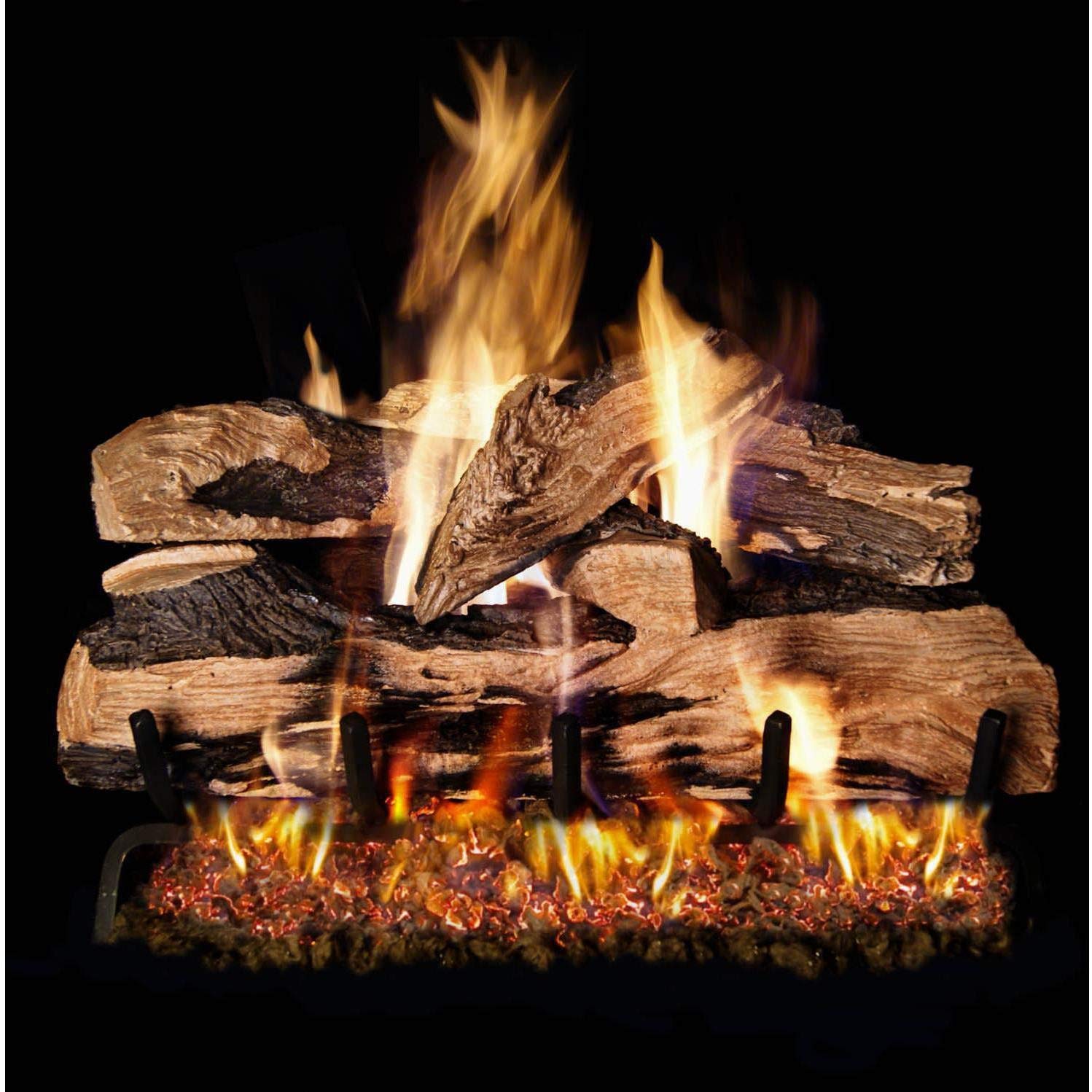 Peterson Real Fyre 18-Inch Split Oak Designer Plus Vented Natural Gas Log Set - ANSI Certified G46 Burner with 40,000 BTUs, Ceramic Logs & Variable Flame Remote | Fireplace Heater for Cozy Living Rooms, Patios & Winter Home Decor