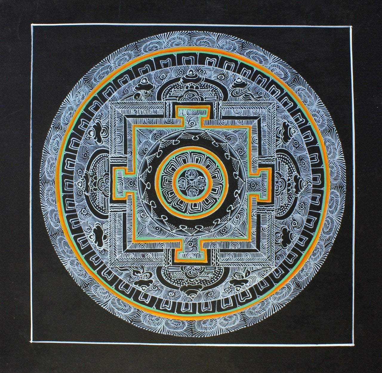Hand Painted Mandala Thangka with Dorje Design - Tibetan Buddhist Wall Art for Meditation & Spiritual Decor