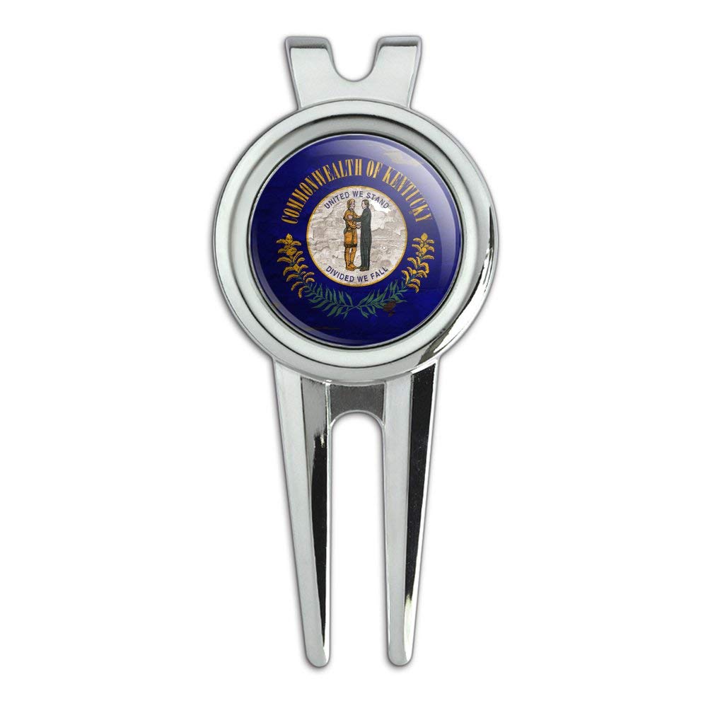Rustic Kentucky State Flag Distressed Golf Divot Repair Tool & Ball Marker - USA Made for Golfers | Perfect for Golf Accessories, Gifts & Course Play