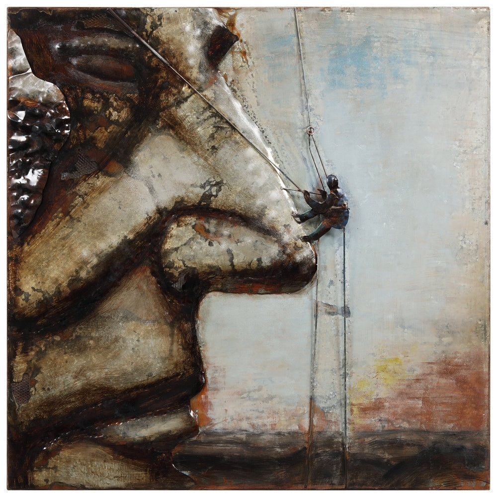 Ascent on Rushmore Mixed Media Iron Hand-Painted 3D Wall Art - Mountain Landscape Decor for Living Room, Bedroom & Office