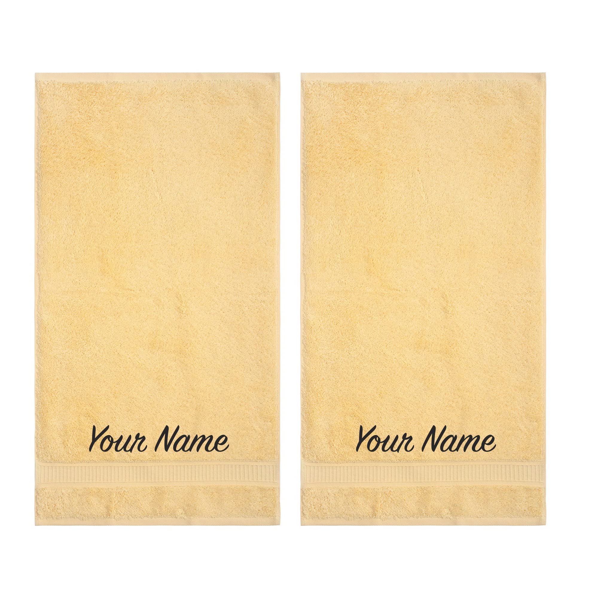 Premium 2-Piece Personalized Hand Towel Set - 100% Turkish Cotton, Ultra Soft & Highly Absorbent - Hotel & Spa Quality Bath Towels for Home, Gifts & Luxury Bathroom Decor (Yellow) - Perfect for Guest Bathrooms, Bridal Showers & Spa Days