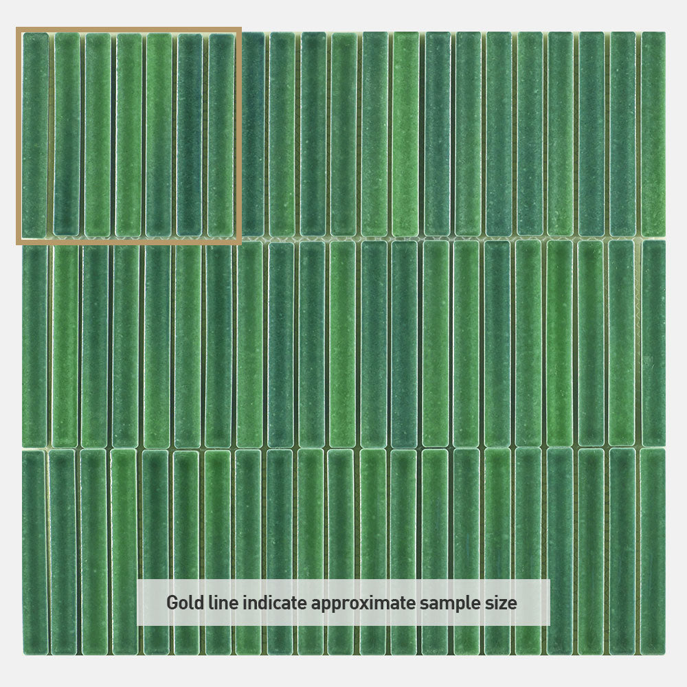 Daintree Forest Mixed Green Kit Kat Gloss Mosaic Tile - Premium Ceramic Wall & Floor Tiles for Kitchen Backsplash, Bathroom, and Shower Decor