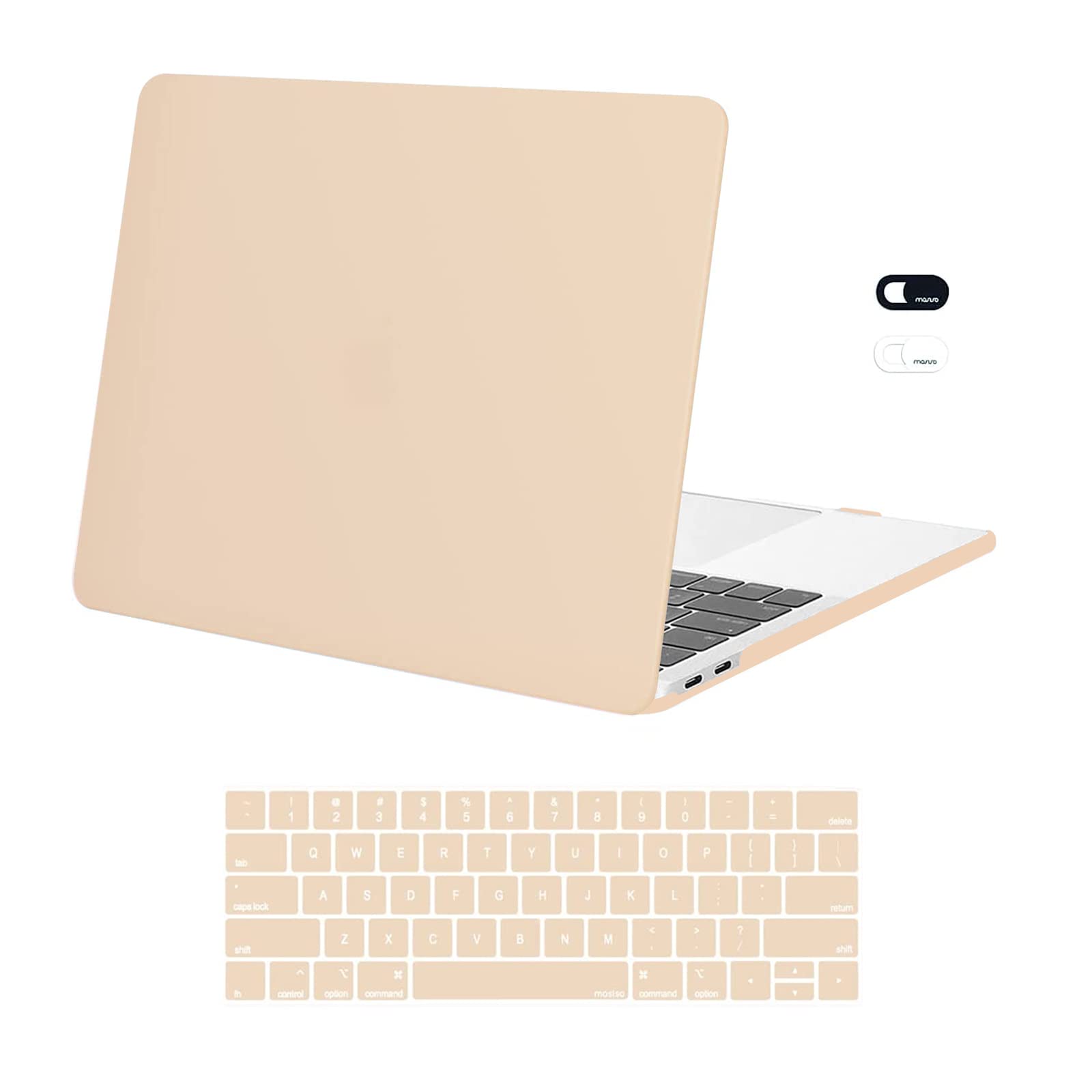 MOSISO Hard Plastic Case with Keyboard Skin & Webcam Cover for MacBook Pro 13 inch (M2 2025, 2024, 2023-2016 Models A2338 M1 A2251 A2289 A2159 A1989 A1708 A1706) - Apricot | Slim Protective Shell for Work, Travel & School