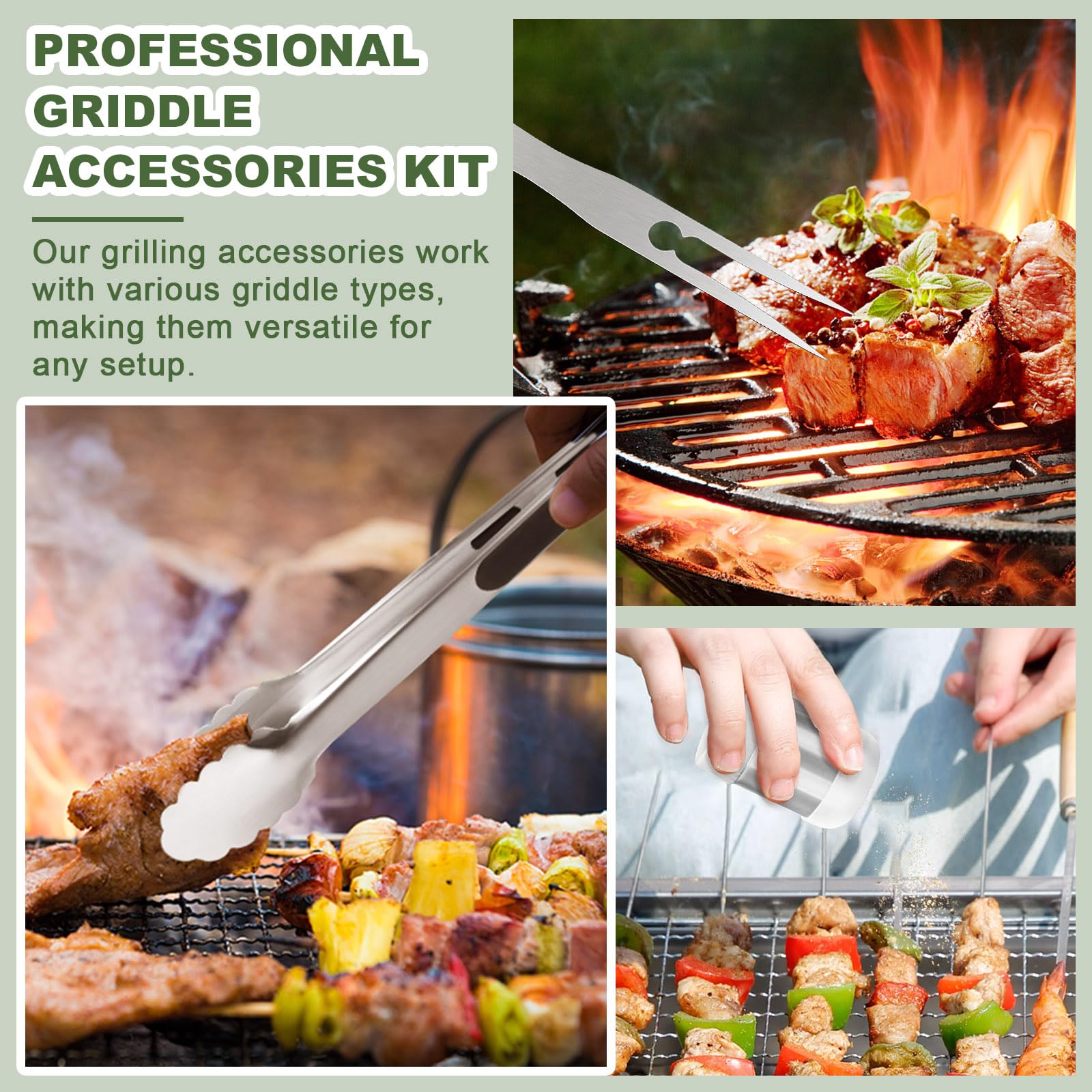 20PCS Griddle Accessories Kit for Blackstone & Camp Chef - Heavy Duty Grill Spatula Set with Enlarged Spatulas, Basting Cover & Iron Smash Burger Press - Perfect for Outdoor BBQ, Camping & Backyard Cooking