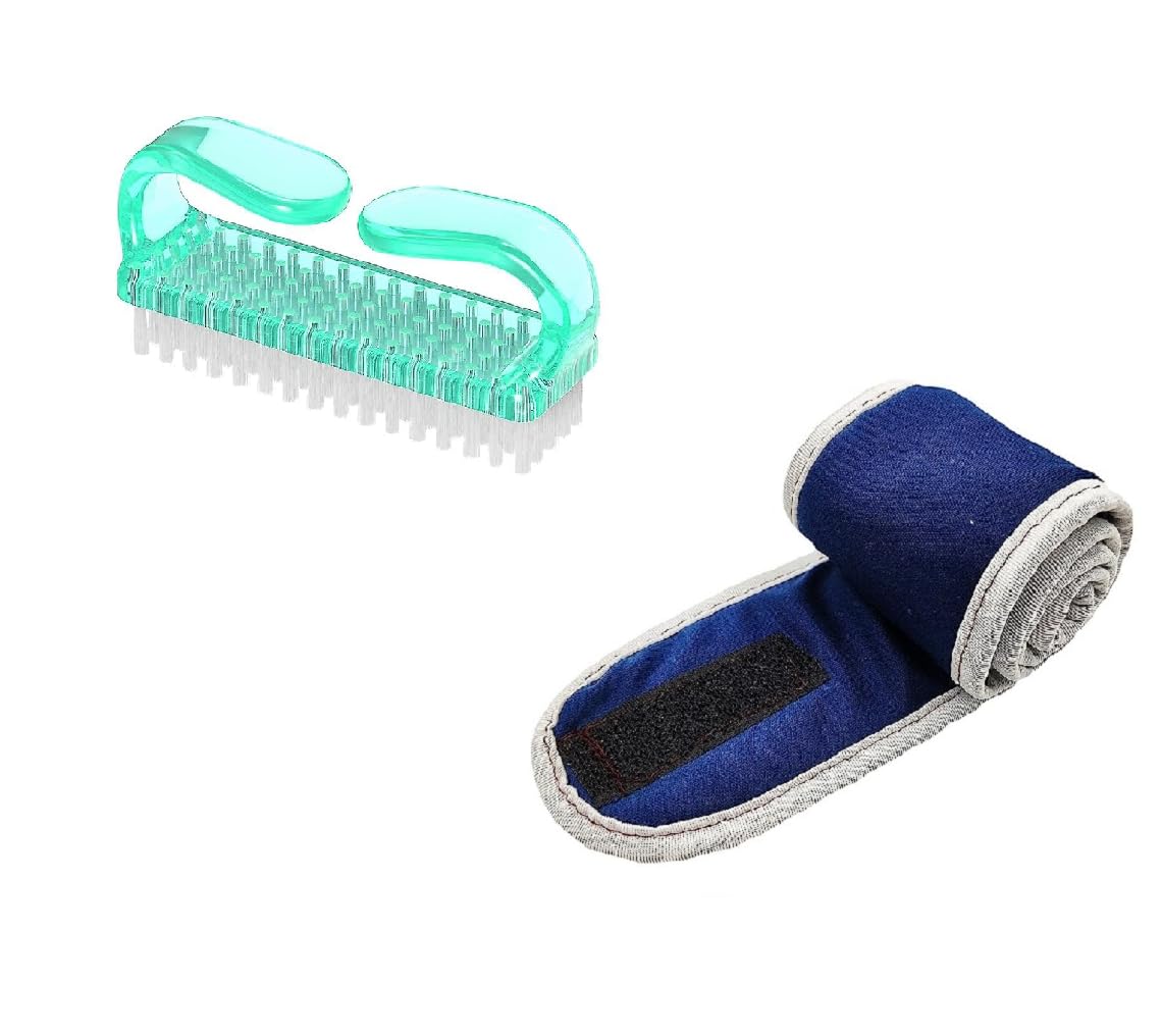 ZAUKY Soft Nail Cleaning Brush & Dust Removal Brush for Manicure - Includes 1PC Adjustable Velvet Spa Facial Headband (Multicolor) - Perfect for Nail Salons, Home Manicures & Spa Treatments