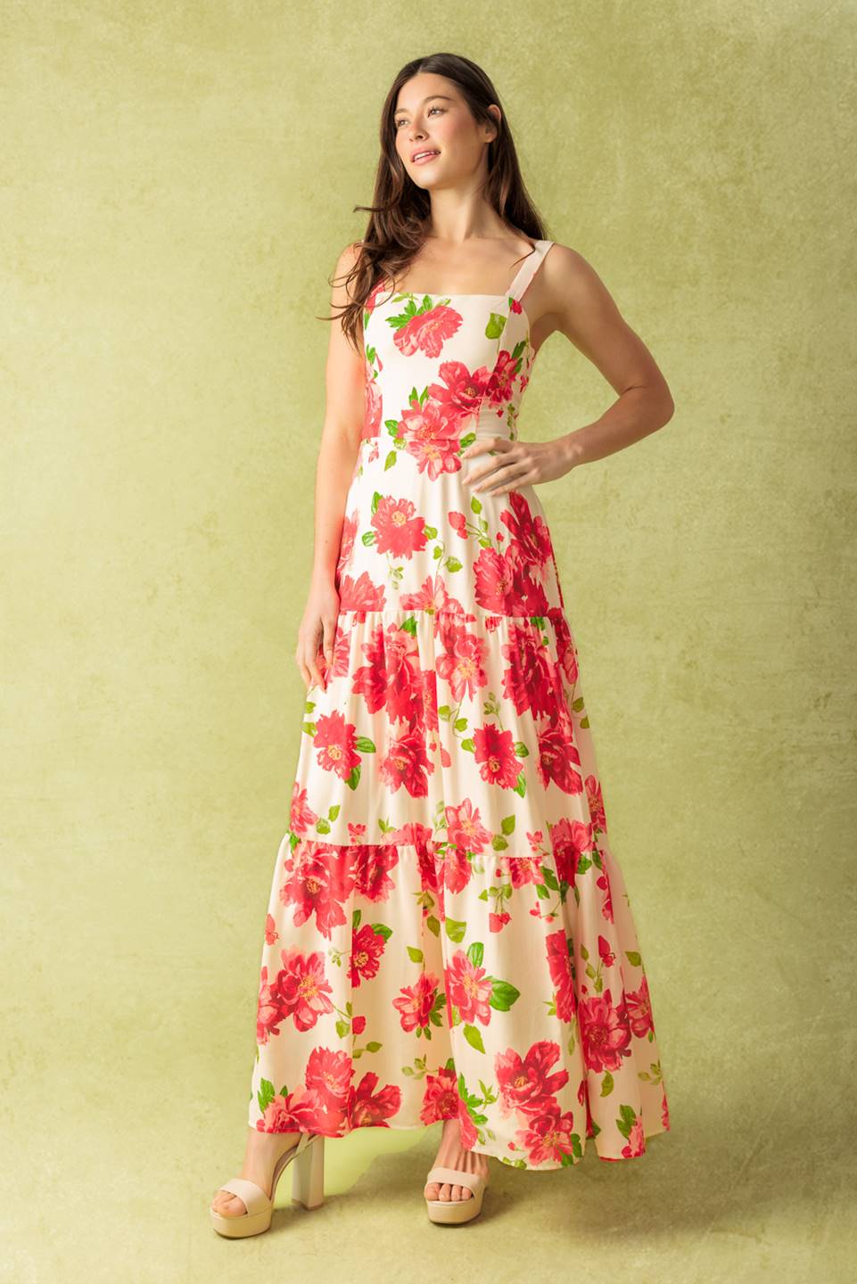 Elegant Red Floral Maxi Dress for Women | Summer Boho Chic Long Dress | Perfect for Beach Vacations, Weddings & Date Nights