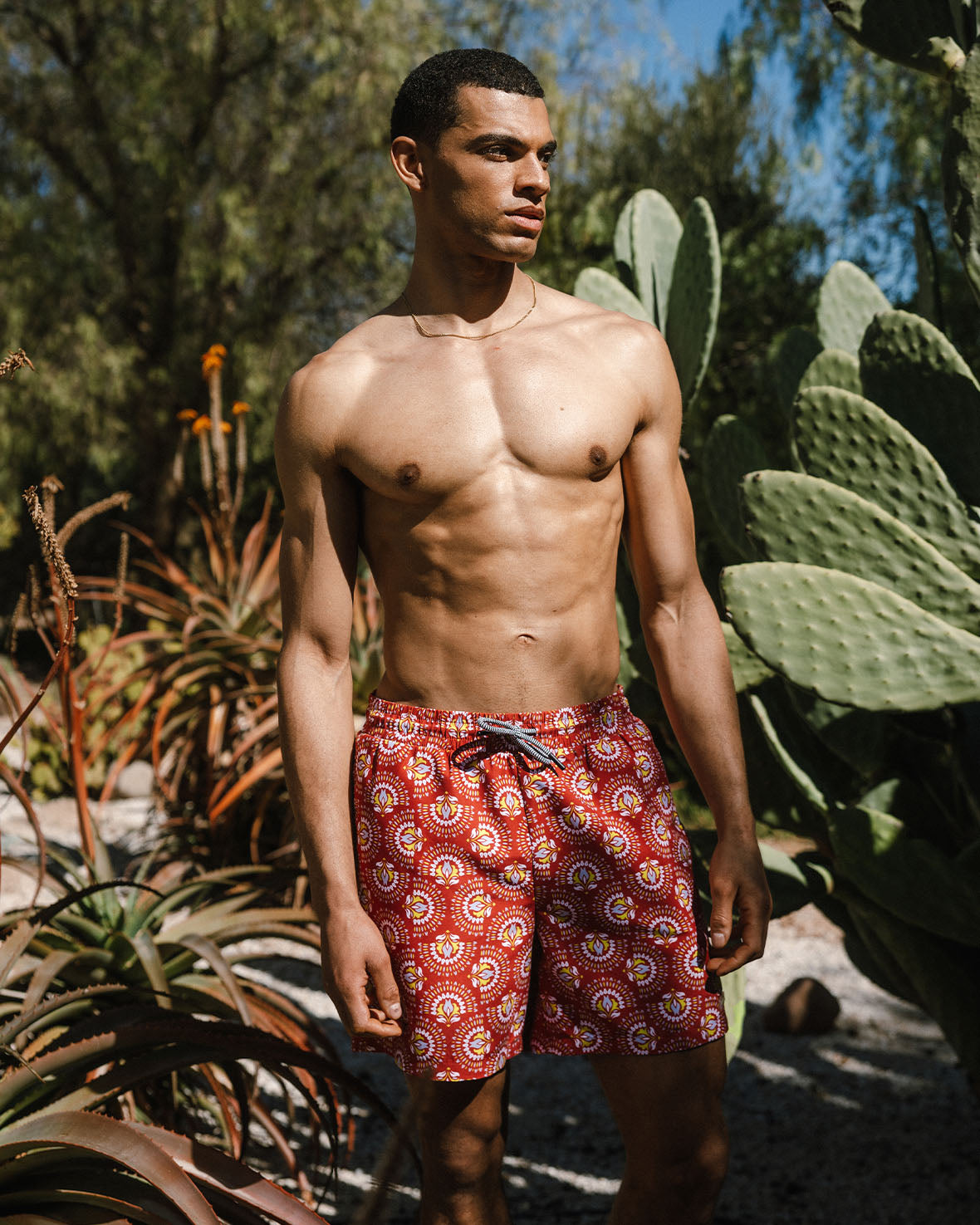 Men's Quick-Dry Fan Print Swim Shorts - Lightweight & Comfortable Beachwear for Swimming, Surfing & Summer Vacations