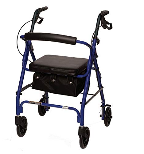 6 Inch 250 lb Capacity Junior Aluminum Rollator Walker with Wheels - Burgundy Red | Lightweight Mobility Aid for Seniors & Adults | Indoor & Outdoor Use for Shopping, Travel & Daily Support