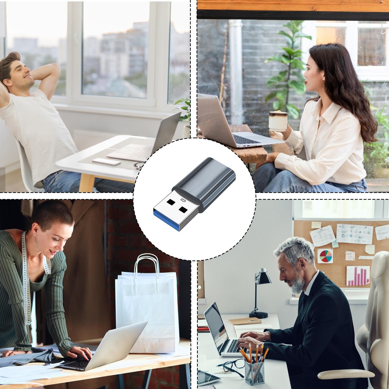 USB C to USB Adapter - USB Type C Female to USB 3.0 Male Converter | Fast Charging & Data Transfer | Compatible with MacBook, iPad Pro, Samsung Galaxy | Perfect for Travel, Office & Home Use
