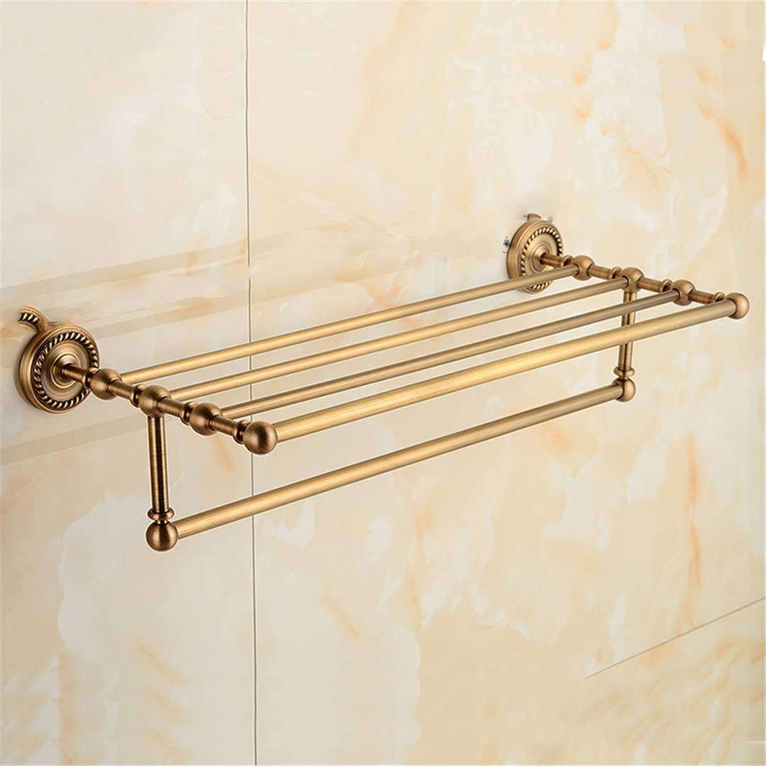 Premium Brass Bathroom Accessories Set - Tower Rack, Hooks, Towel Ring, Toilet Paper Holder, Toothbrush Holder & Toilet Brush Holder for Modern Home Decor | Perfect for Spa-Style Bathrooms & Guest Suites