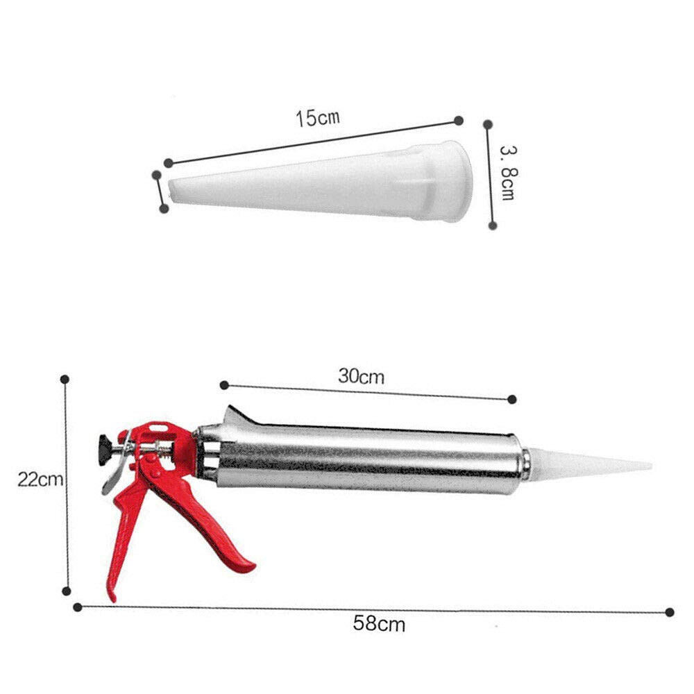 Stainless Steel Mortar Grout Gun - Professional Tile Grouting & Brick Pointing Tool with Angled/Straight Nozzles - Perfect for Wall Tiling, Floor Repairs & Masonry Work