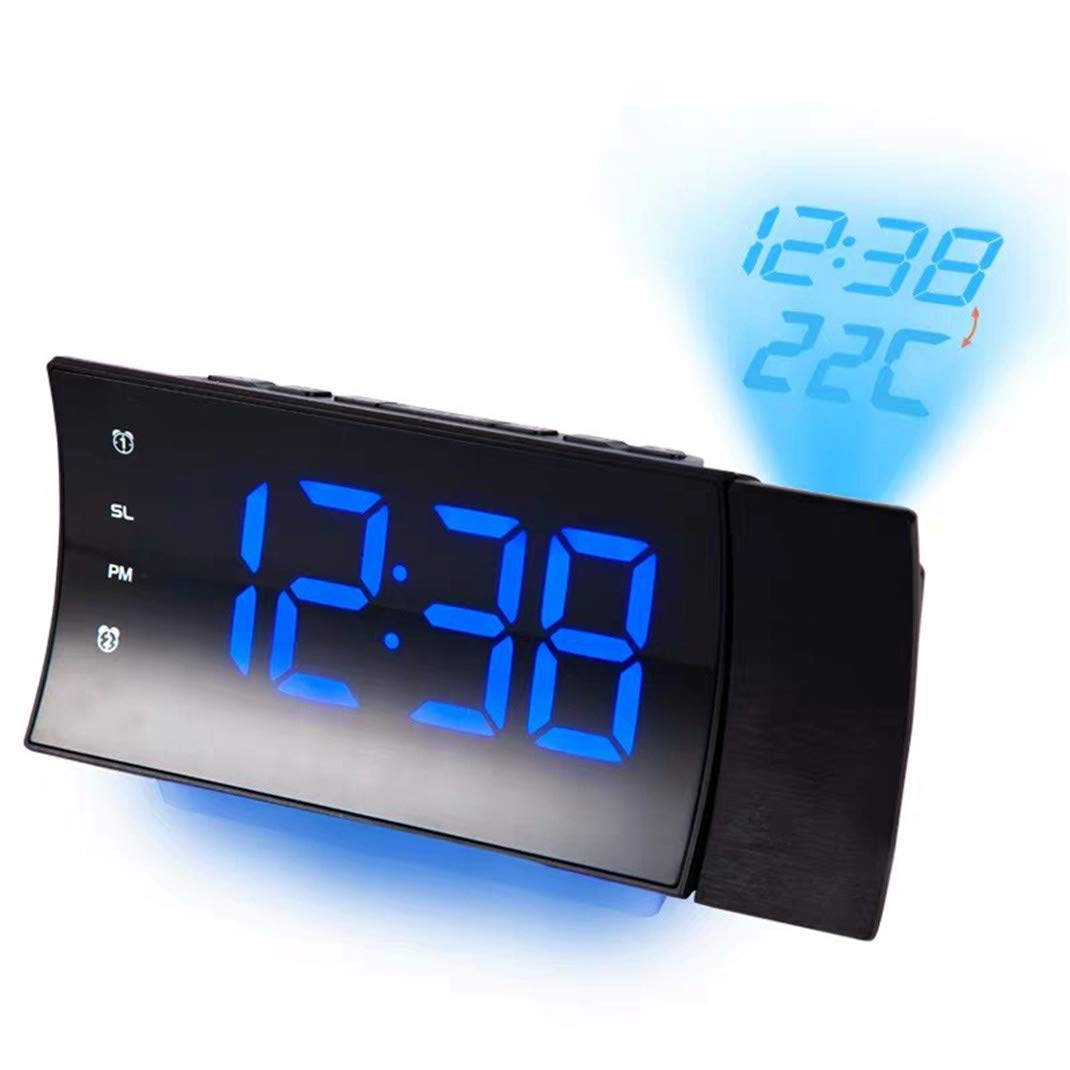 Multifunctional SGSG Projection Alarm Clock with FM Radio, USB Charger, Thermometer & Ceiling Projection - Adjustable Dimmer & Snooze Function | Perfect for Bedroom, Office & Travel Use