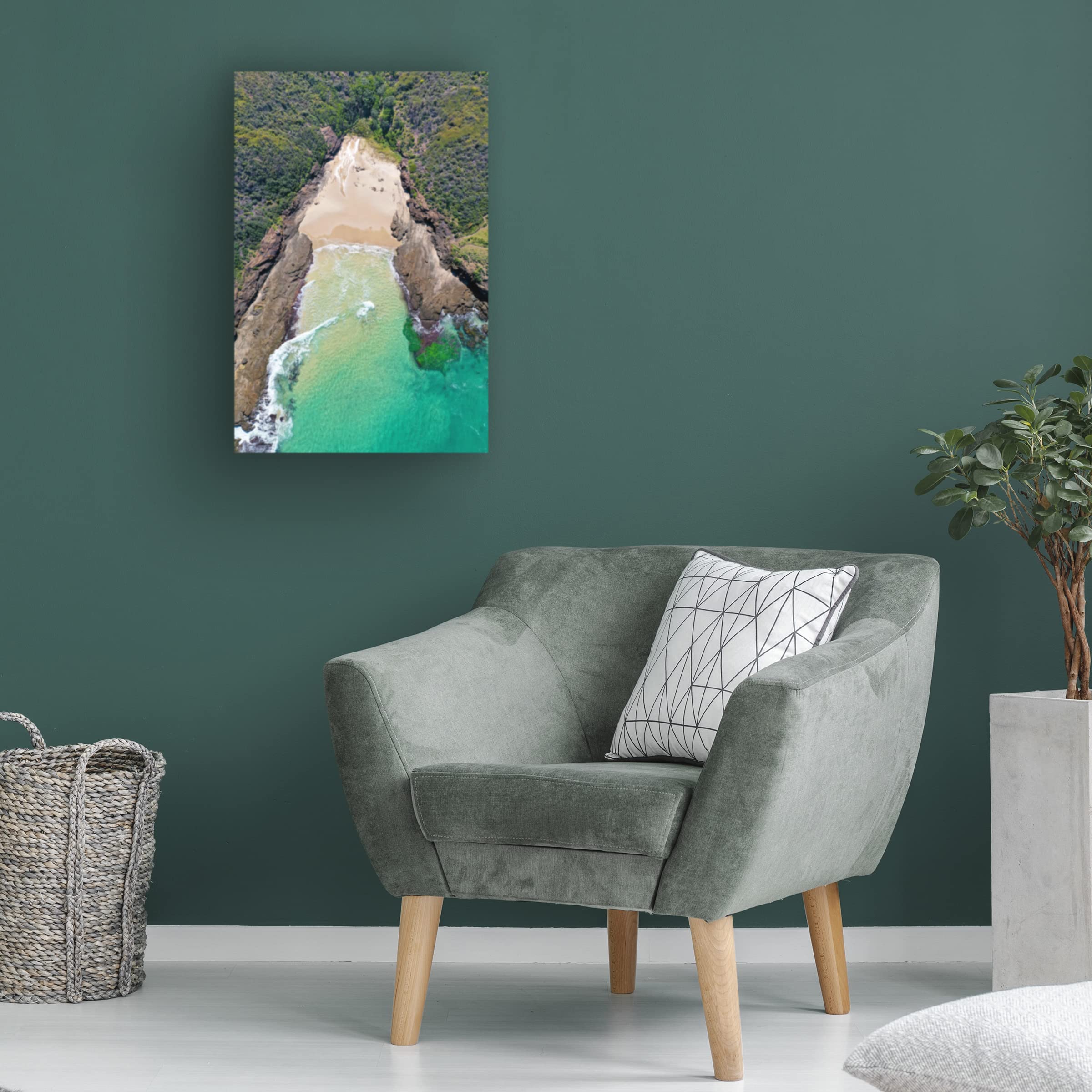 Trademark Fine Art 'A Beach For Two' Canvas Wall Art Print by Beata Czyzowska Young - Coastal Beach Scene Painting for Living Room, Bedroom & Office Decor