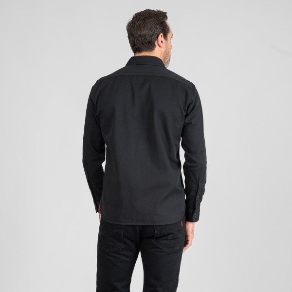 Iron Heart IHSH-414 9oz Cotton Linen Work Shirt for Men - Durable Black Button-Up Shirt for Workwear, Outdoor Activities & Casual Style