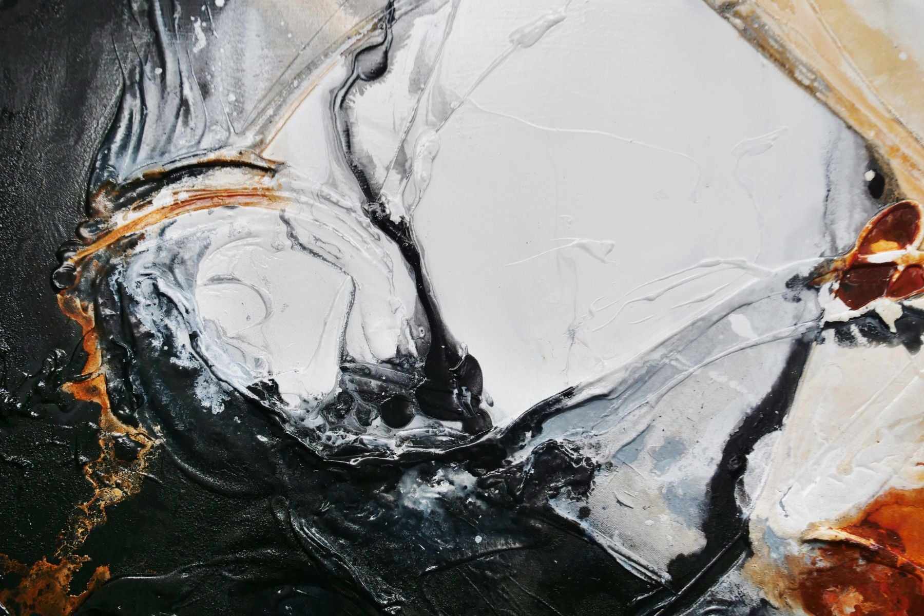 160cm x 100cm Black & White Textured Abstract Painting - Graphite Oxide Artwork for Modern Living Room & Office Wall Decor