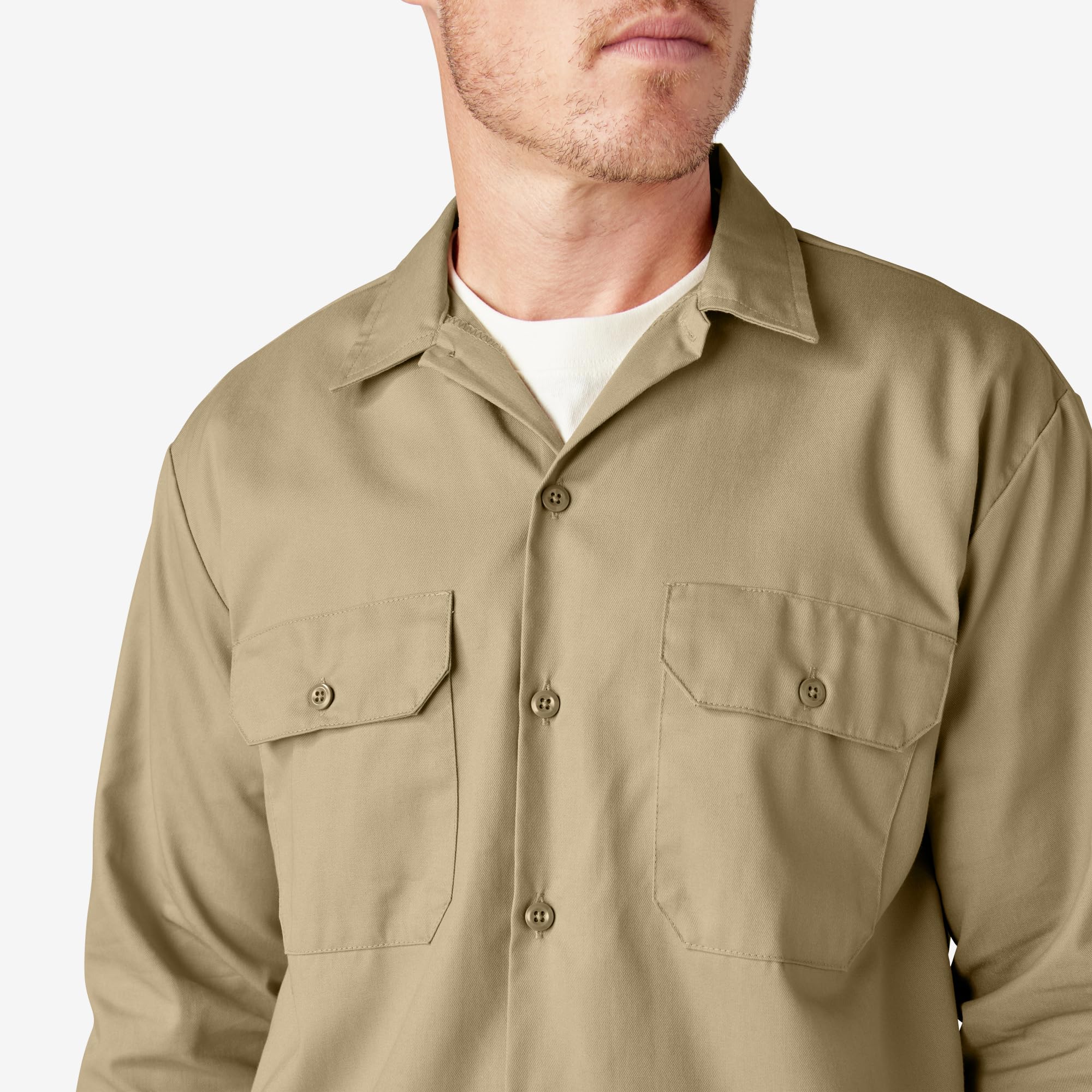 Dickies Men's Big & Tall Long Sleeve Work Shirt - Durable Cotton Button Down for Construction, Warehouse & Outdoor Jobs