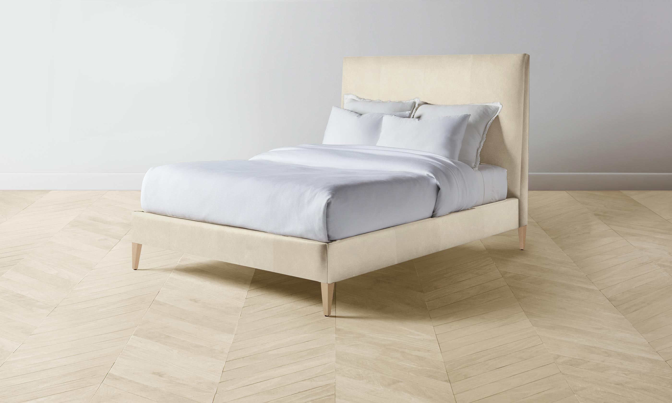 The Essex Bed - Premium Tuscan Leather Bisque Finish for Luxurious Bedroom Decor | Perfect for Master Bedrooms & Guest Rooms