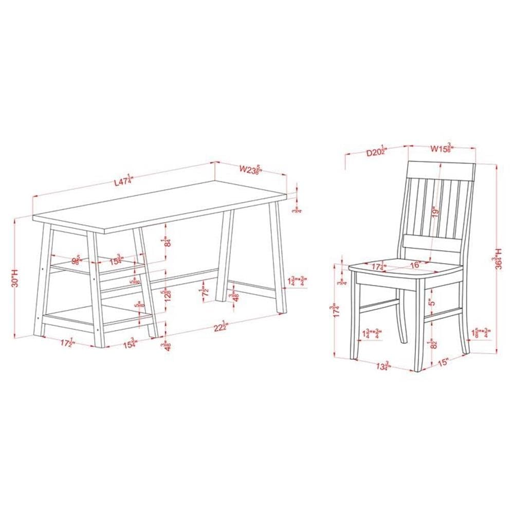 Prenna Wood 2-Piece Writing Desk and Chair Set in Gray - Modern Home Office Furniture for Small Spaces & Study Rooms