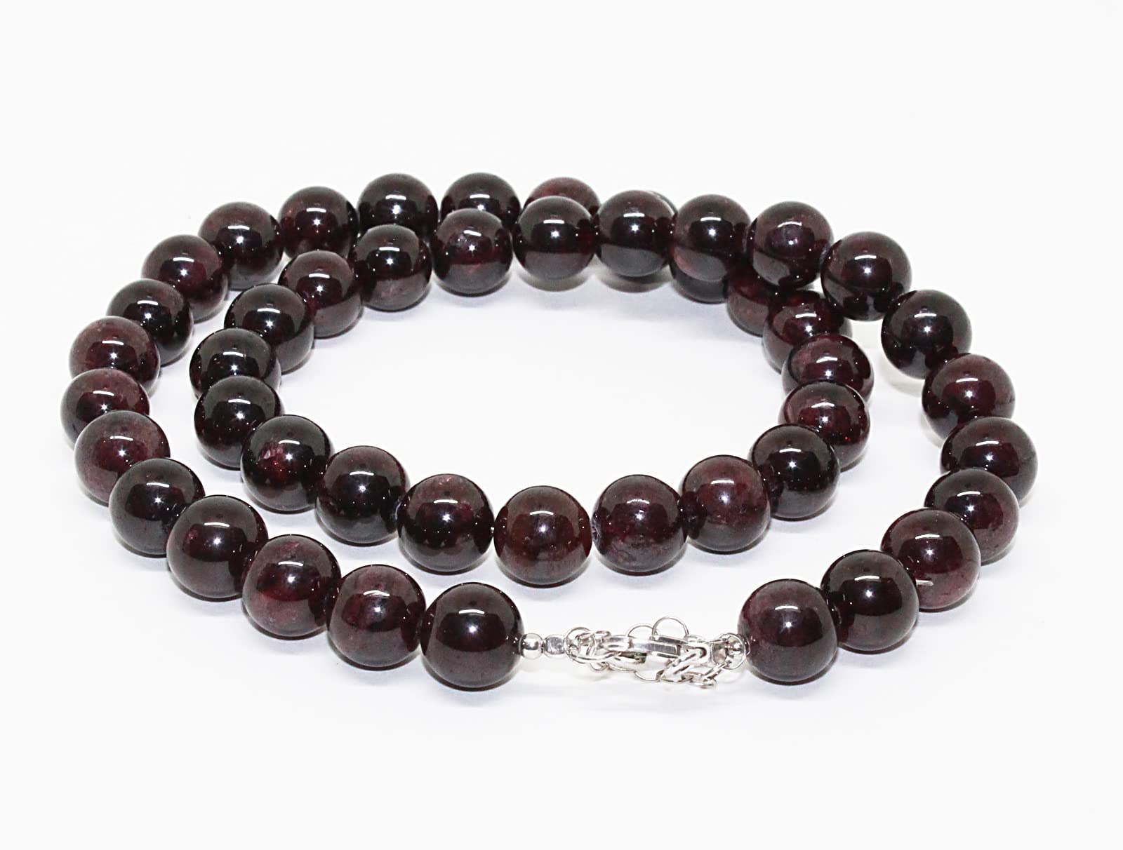 Natural Garnet Beaded Necklace - 925 Sterling Silver Handmade Jewelry for Women, Healing Crystal Gift for Her | Perfect for Casual Wear, Yoga & Meditation, Spiritual Healing & Everyday Elegance