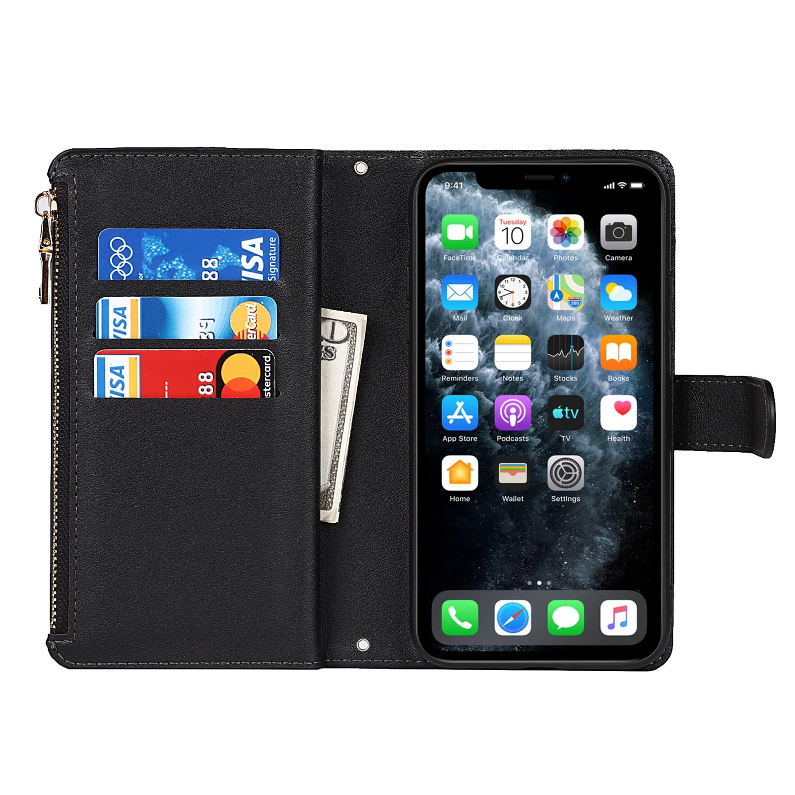 Premium PU Leather iPhone 11 Pro Max Wallet Case (6.7