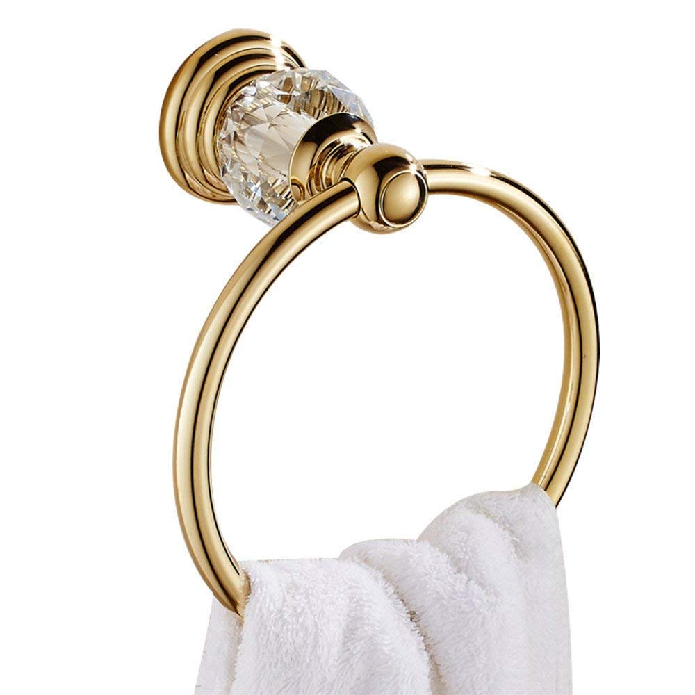 Golden Bathroom Accessories Set - Crystal Towel Bar & Wall Mounted Hooks for Luxury Bathrooms