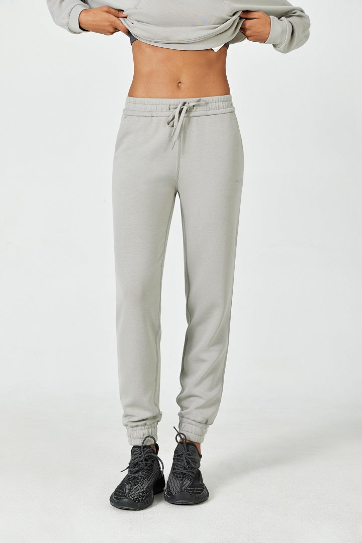 AeroChic™ High Rise Jogger Pants for Women with Side Pockets - Stone Grey - Comfortable Lounge & Workout Pants for Yoga, Running, Travel