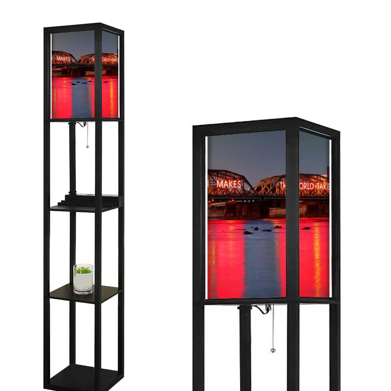 Modern Floor Lamp with Shelves, USB Ports & Power Outlet - Tall Standing Corner Lamp for Living Room, Bedroom, Office - Adjustable Brightness Nightstand Light with Charging Station for Reading & Relaxation