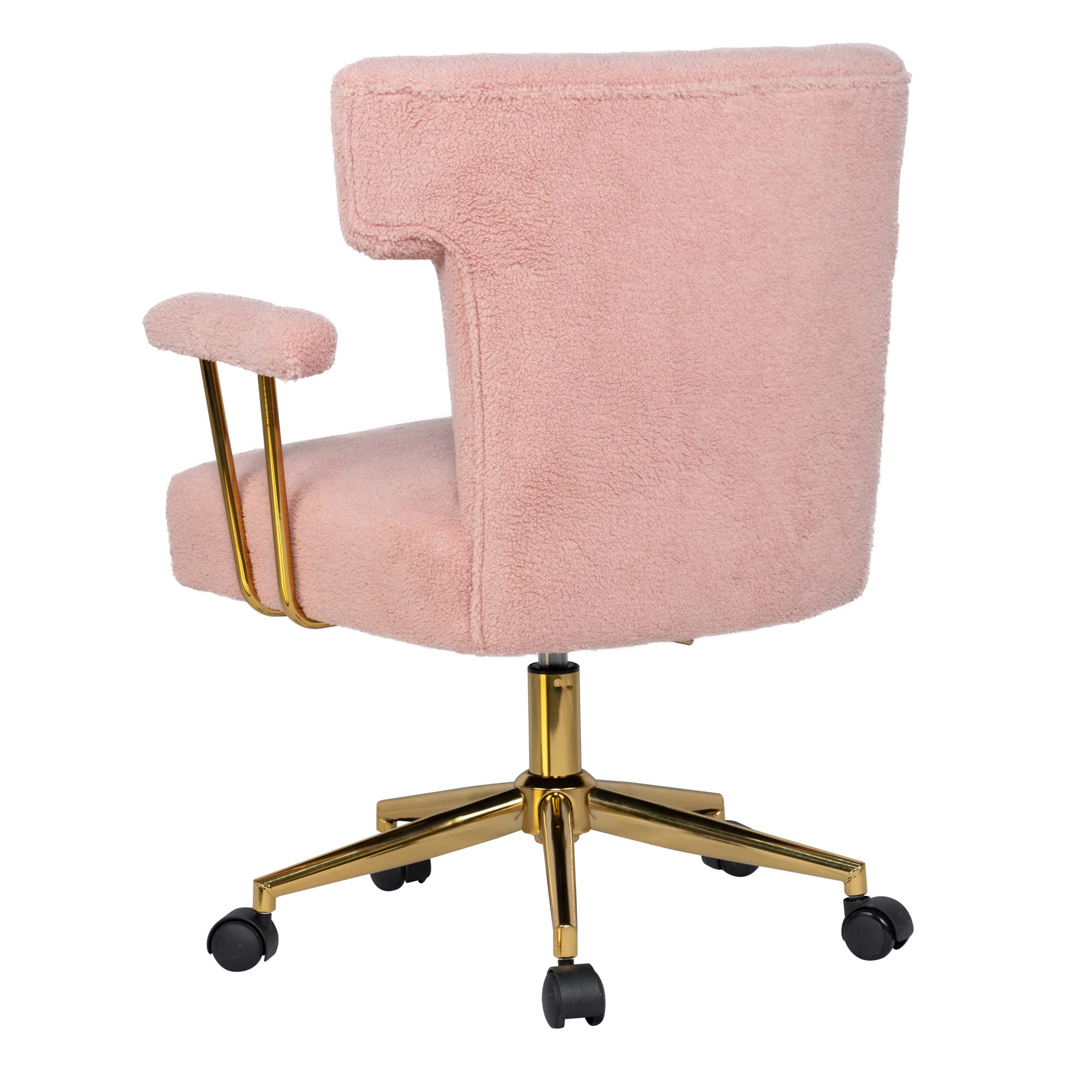 HomVent Faux Fur Swivel Chair with Arms - Upholstered Curved Back Fluffy Vanity Makeup Chair for Bedroom, Dressing Room & Home Office