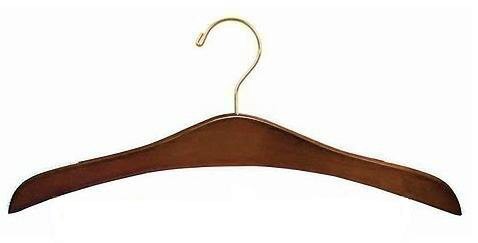 Premium Walnut Wooden Clothes Hanger with Brass Hook - Elegant Durable Coat Hanger for Suits, Jackets & Wedding Dresses - Perfect for Closet Organization & Luxury Garment Display