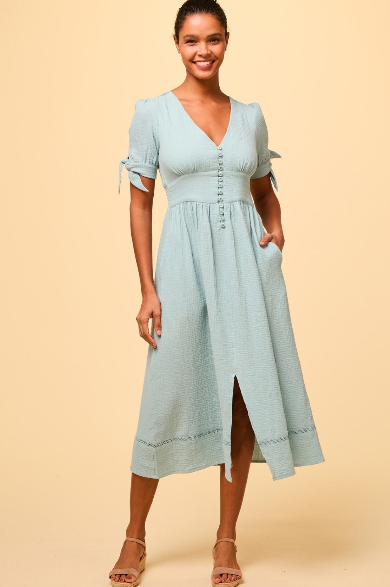 Olga Cheesecloth Dress for Women - Flowy Boho Maxi Dress in Aqua Blue | Perfect for Beach, Vacation, and Summer Outfits