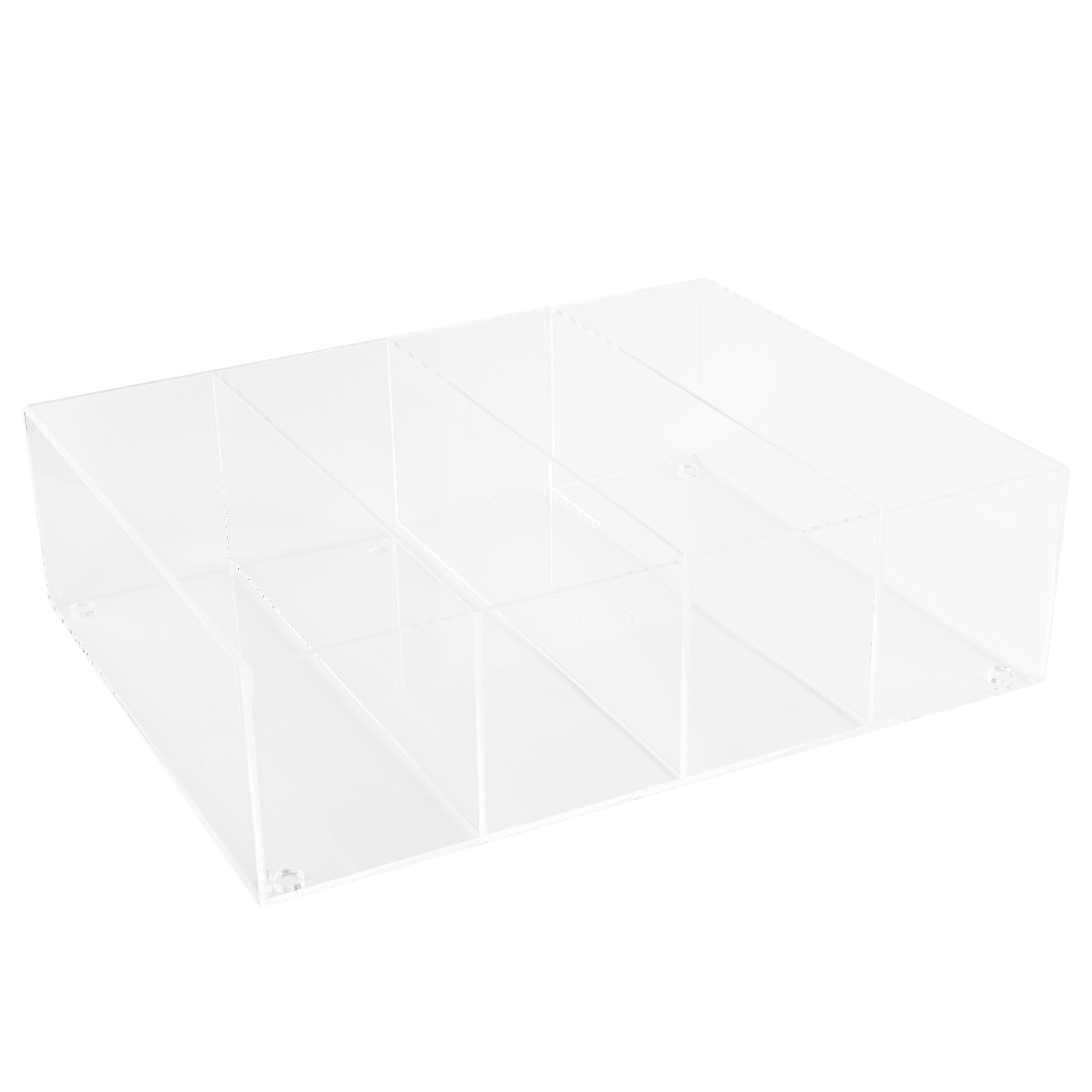 Acrylic Stackable Modular Organizer with Dividers - 33cm Clear Desktop Storage for Office, Craft Supplies & Makeup | Space-Saving Home Organization Solution