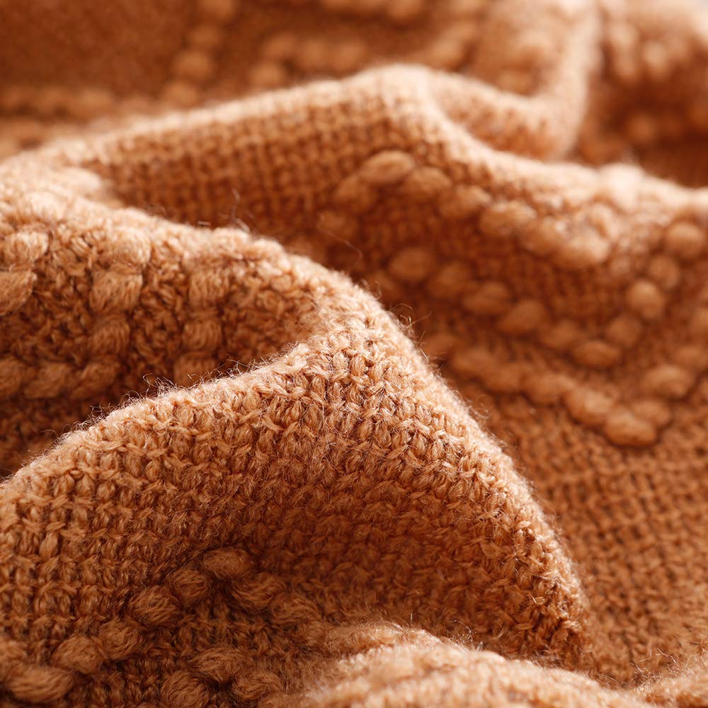 BOURINA Almond Throw Blanket 50x90 Inches - Soft Textured Solid Knitted Blanket for Sofa, Bed & Couch Cover - Cozy Decorative Blanket for Living Room, Bedroom & Home Decor