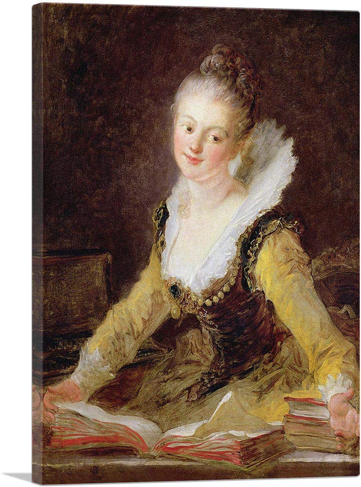 Jean-Honore Fragonard The Study of The Song 1769 Canvas Art Print - 40x26 Inch Stretched Framed Painting, Giclee Wall Art Decor for Living Room, Bedroom & Office - Premium Gallery Wrapped Canvas (1.5 Inch Deep)