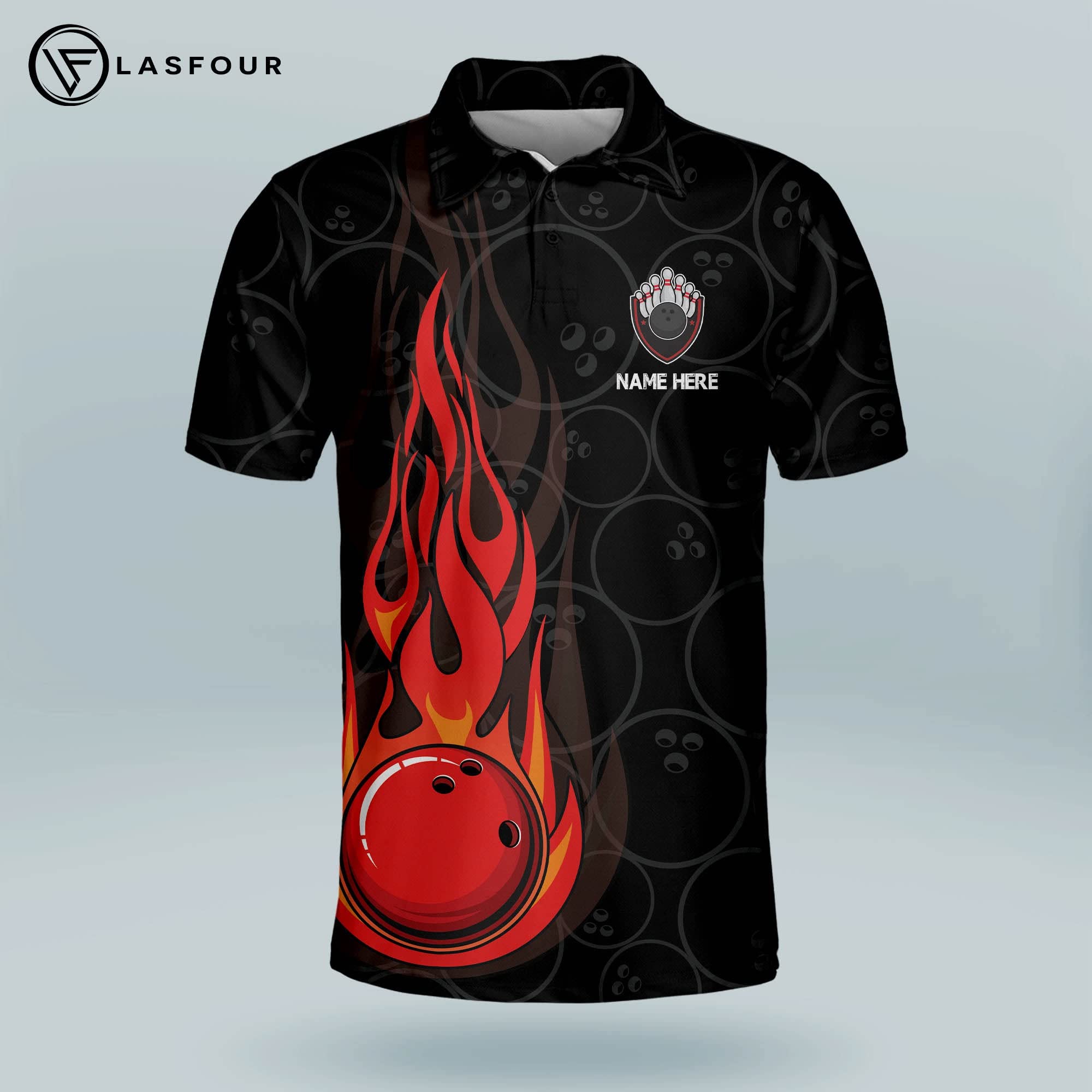 Funny Bowling Shirts for Men - 'It's Not My Fault It's The Lane Conditions' Flame Design Polo Shirts | Team USA Bowling Shirt | Short Sleeve Men's Polo for Gifts & Casual Wear | Perfect for Bowling Leagues, Parties & Retro Fashion