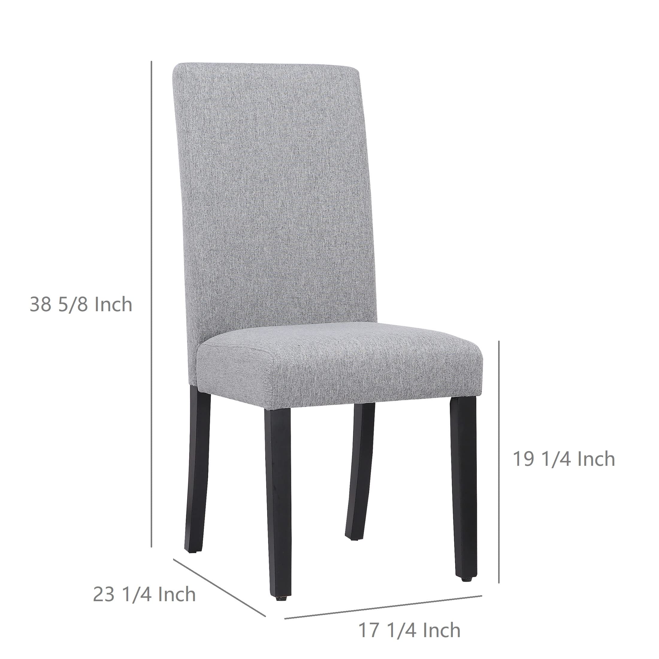 WestinTrends Linox Upholstered Dining Room Chairs Set of 2 - Modern Parsons Kitchen Chairs with Solid Wood Legs & Linen Fabric, Gray - Perfect for Dining Tables & Home Decor