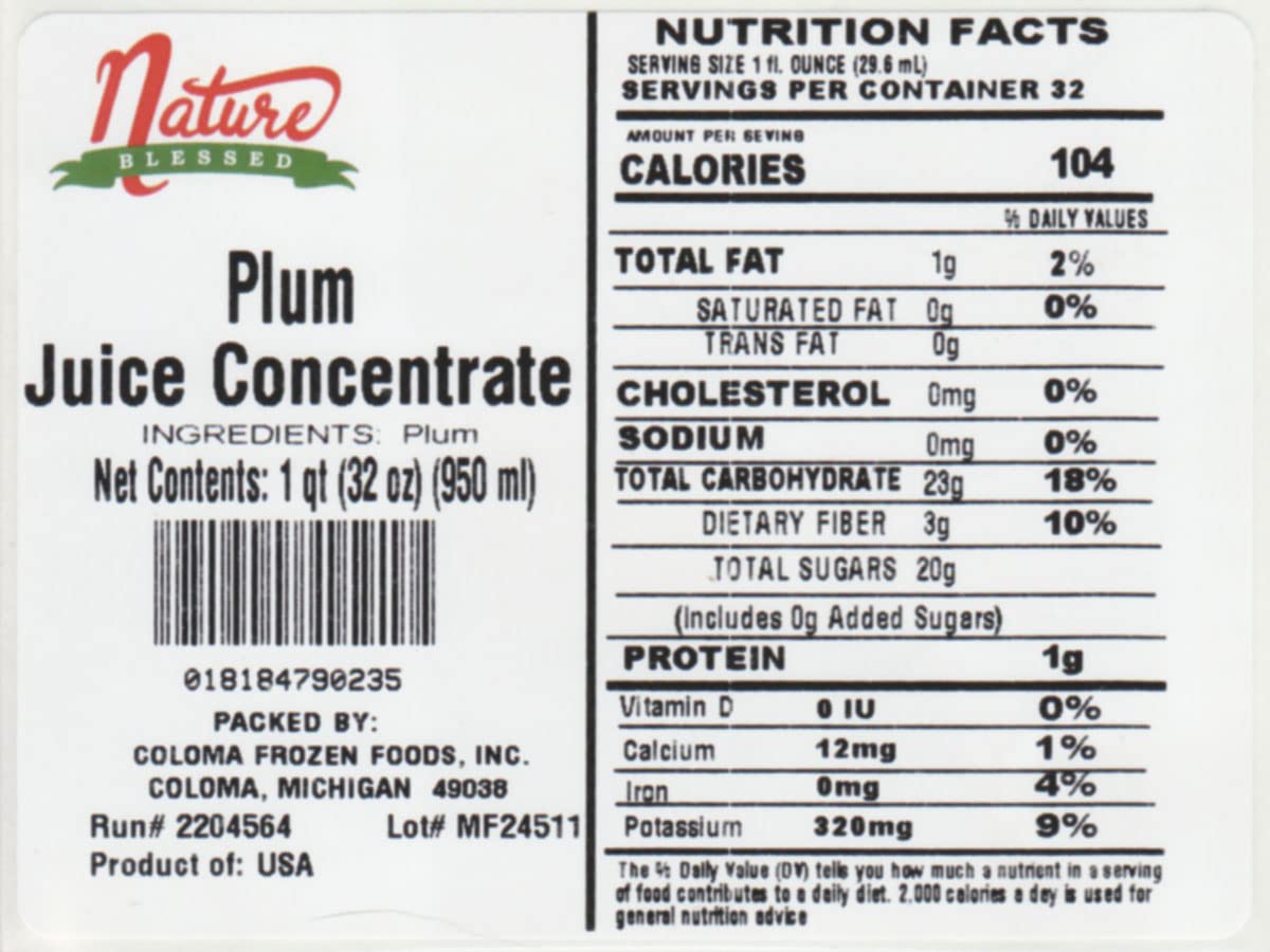 100% Pure Plum Fruit Juice Concentrate - 4 Quarts (4/32 fl oz Bottles) | Natural Ingredient for Home Brewing, Winemaking, Mead & Jelly Making | Perfect for Cocktails, Smoothies & Baking Recipes