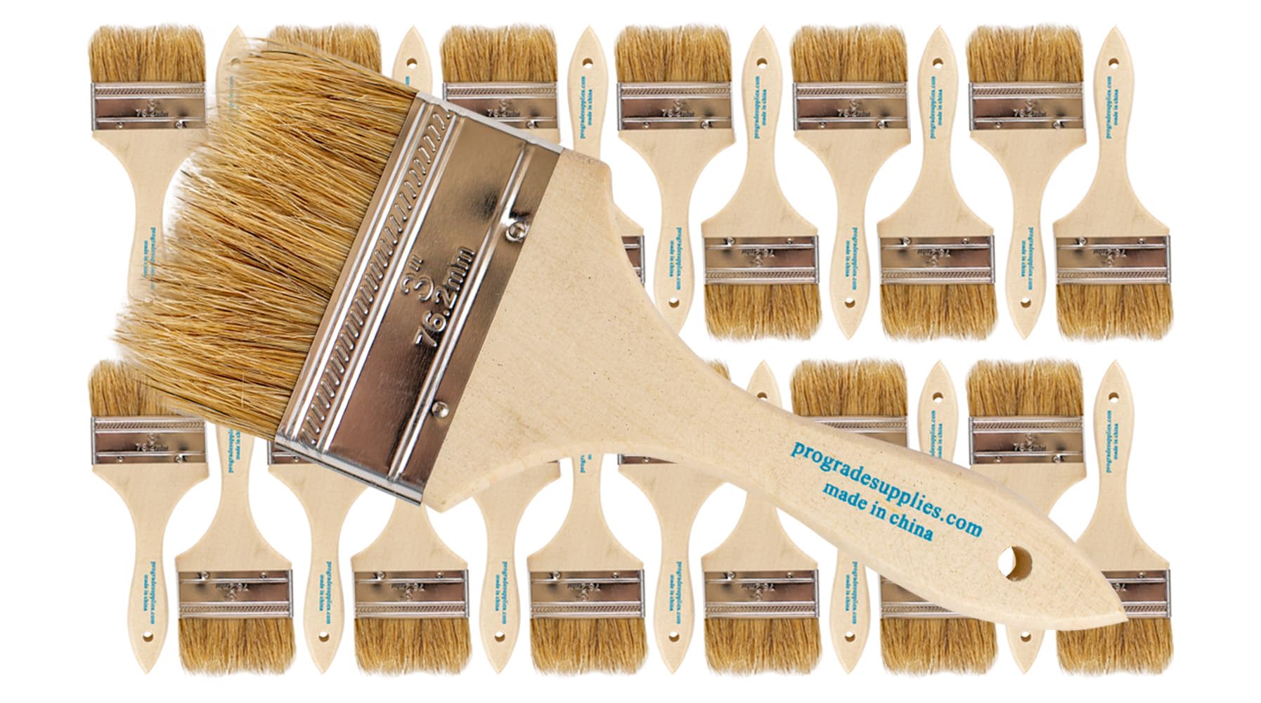 Professional Grade Chip Paint Brushes - 24 Pack of 3 Inch Light Brown Paint Brushes for DIY Projects, Home Renovation & Woodworking - High Quality Artist & Craft Brushes for Detail Work