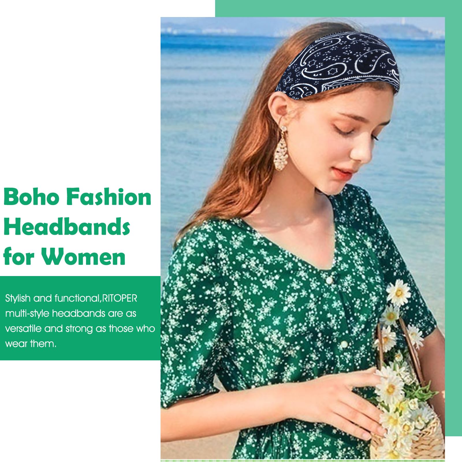 RITOPER Non-Slip Workout Headbands for Women - Super Soft Yoga, Running, Exercise Headbands - Elastic Sweatband & Hair Wrap for Active Women | Perfect for Gym, Yoga, Running & Outdoor Sports