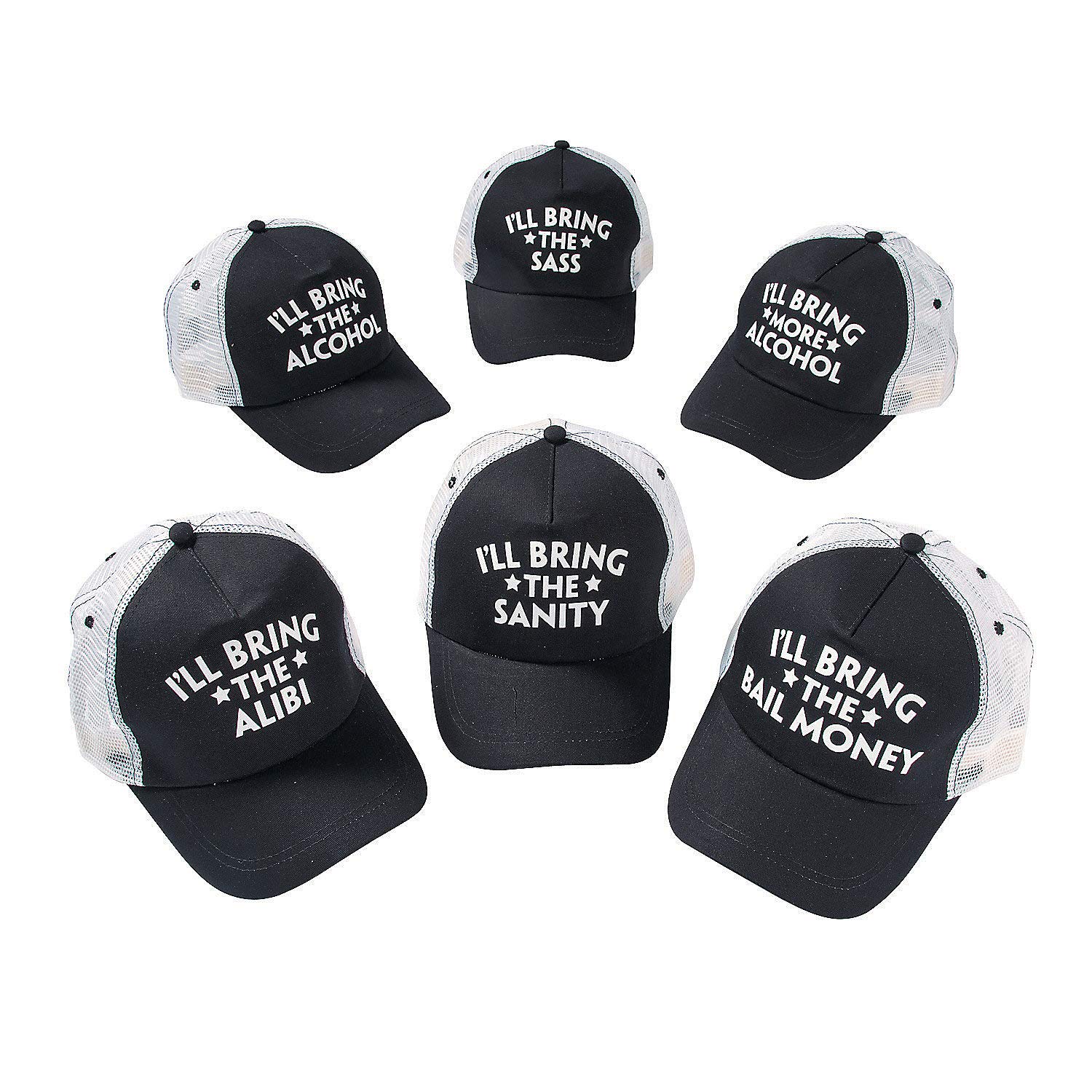 Fun Express Bridal Party Dad Hats 6-Pack - Wedding Baseball Caps for Groomsmen, Bridesmaids & Guests - Comfortable Cotton Adjustable Hats - Perfect for Wedding Parties, Bachelorette & Rehearsal Dinners
