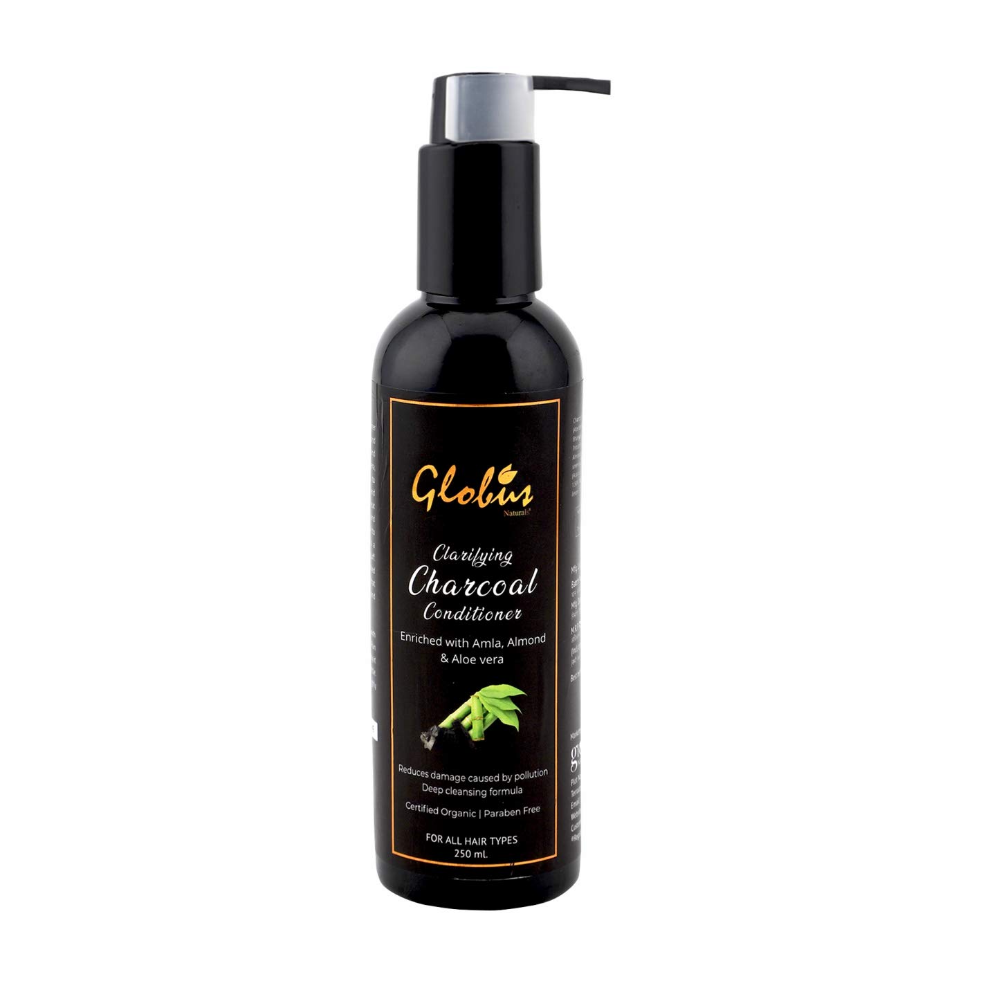 Globus Naturals Clarifying Charcoal Conditioner for Oily Hair & Scalp - Paraben Free, Sulfate Free, Vegan Formula (250ml) | Deep Cleansing & Detoxifying | Perfect for Daily Use & Post-Workout Hair Care