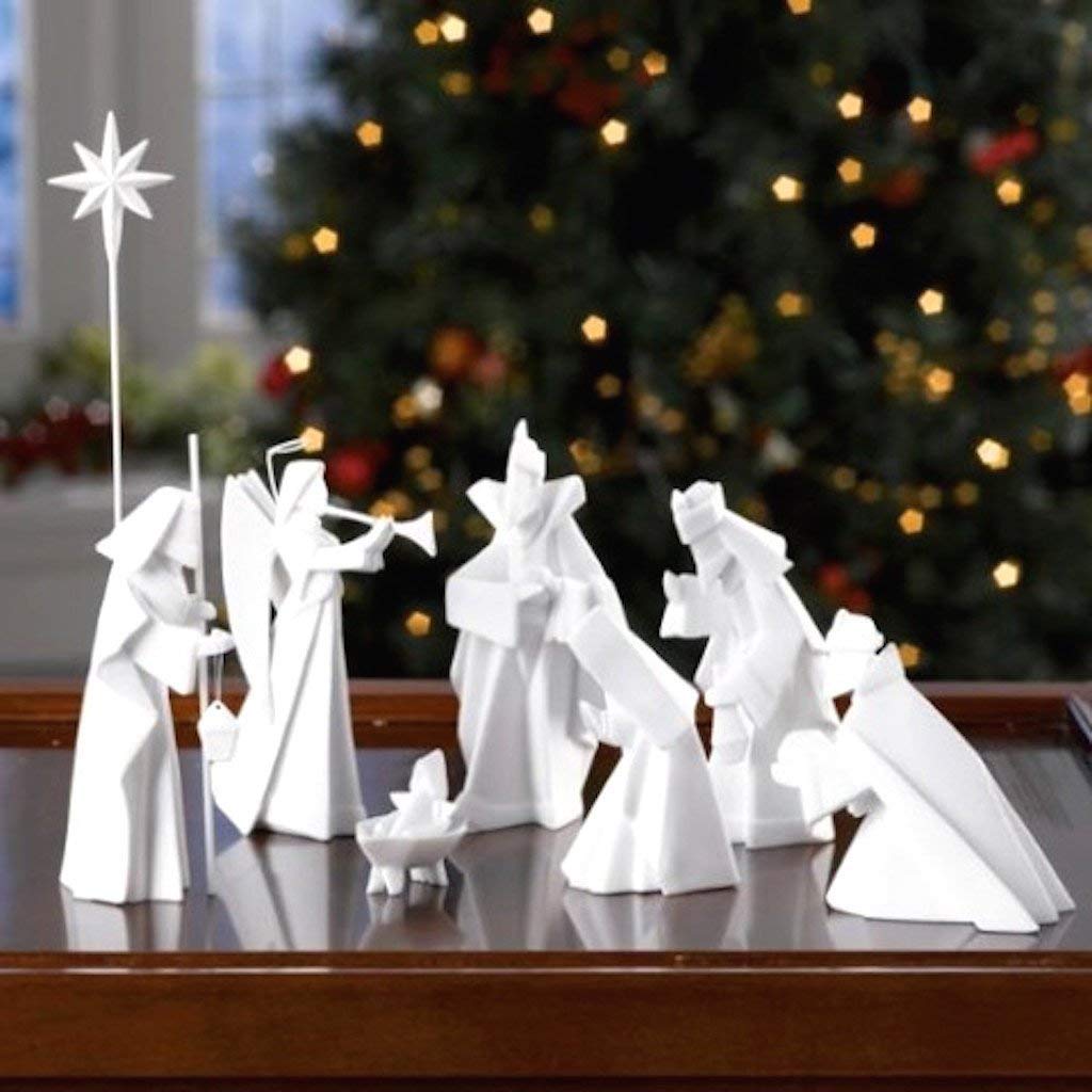 100-Piece 180 Degrees Porcelain Nativity Set - Perfect for Christmas Decorations, Home Displays & Holiday Gifts