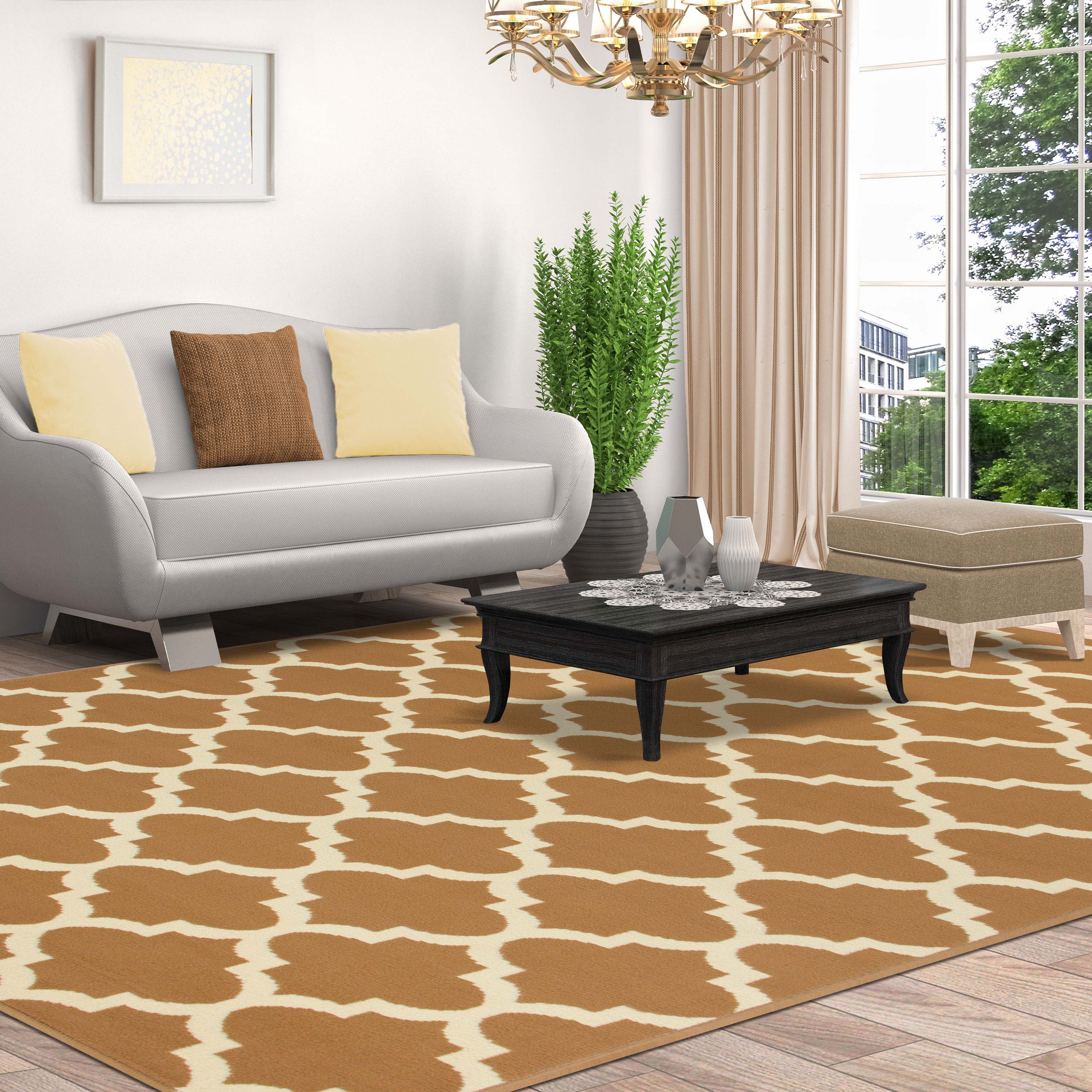 Modern Quatrefoil Geometric Trellis Indoor Area Rug - Non-Slip Soft Living Room Carpet - Perfect for Bedroom, Nursery, Dorm & Home Decor