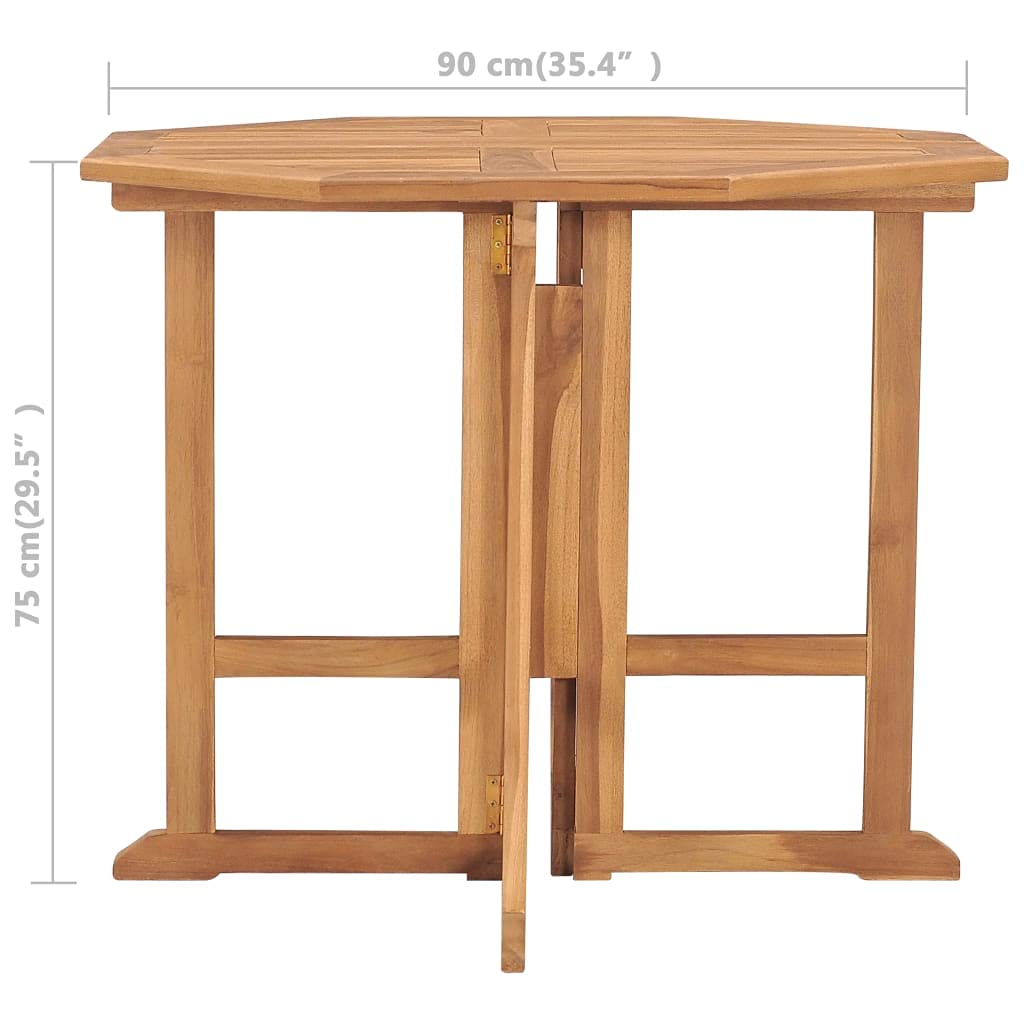 Folding Teak Wood Patio Dining Table - 35.4